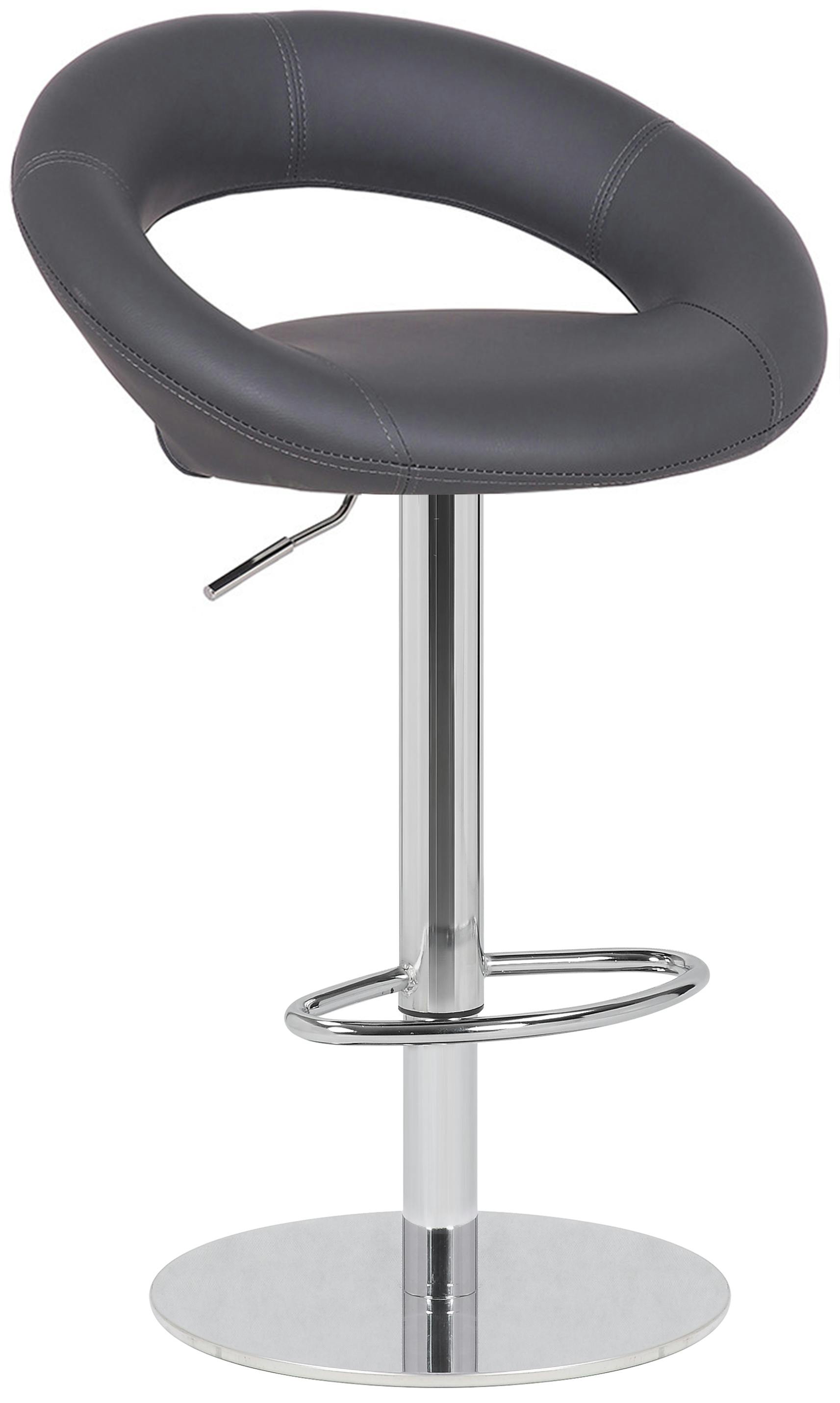 Lamboro Grey Deluxe Sorrento Real Leather Kitchen & Breakasft Bar Stool, Adjustable Swivel Gas Lift, Charcoal
