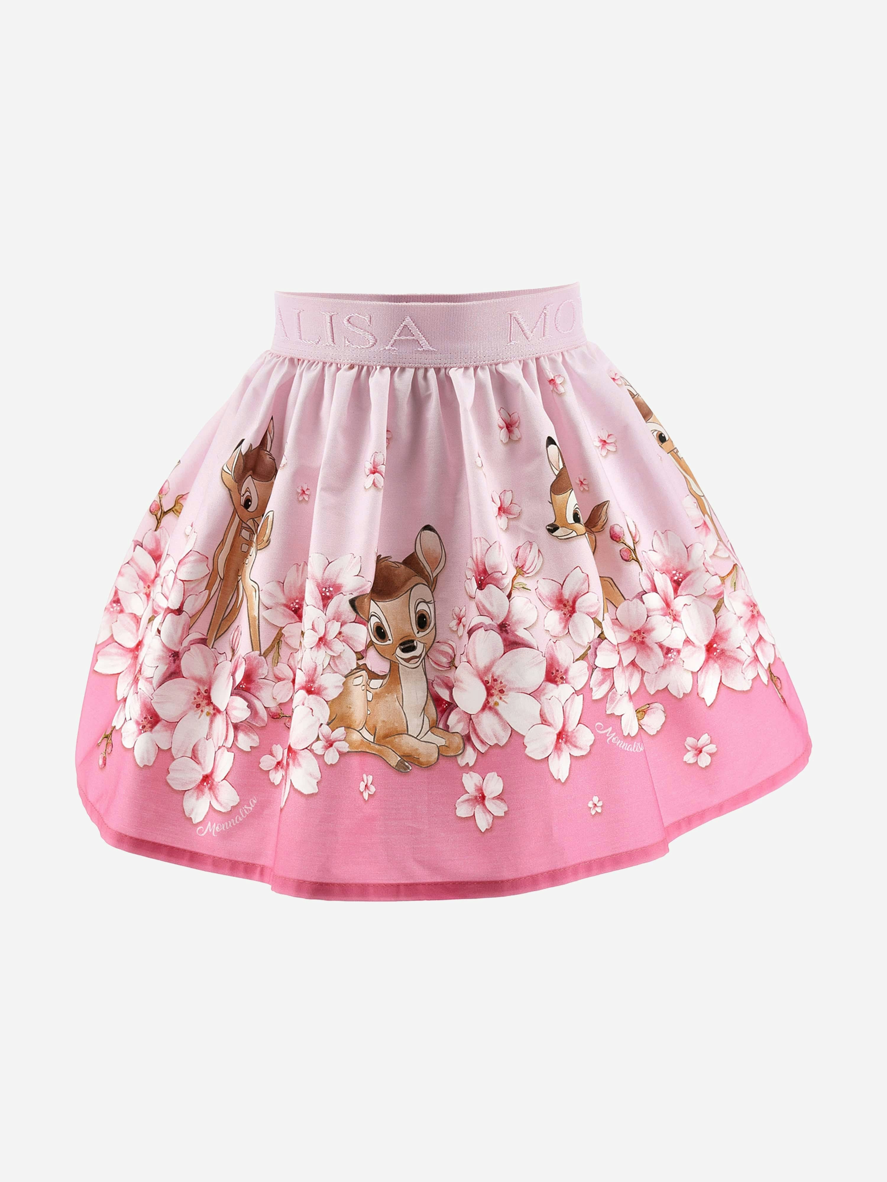 Monnalisa Girls Peach/Pink Blossom Bambi Skirt In - 3 Yrs
