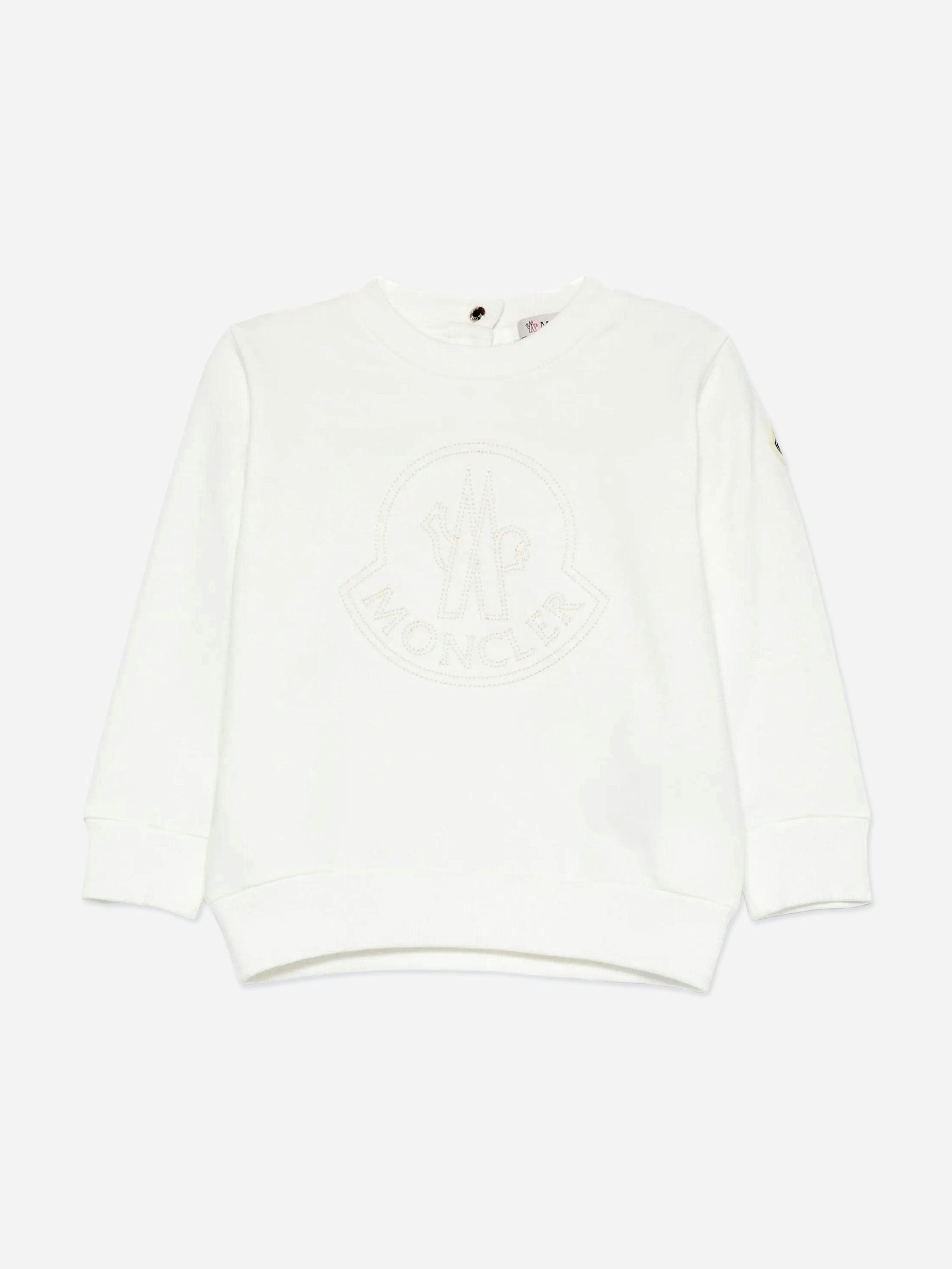 Moncler Enfant Men's Ivory Baby Boys Logo Sweatshirt In - 12 - 18 Mths