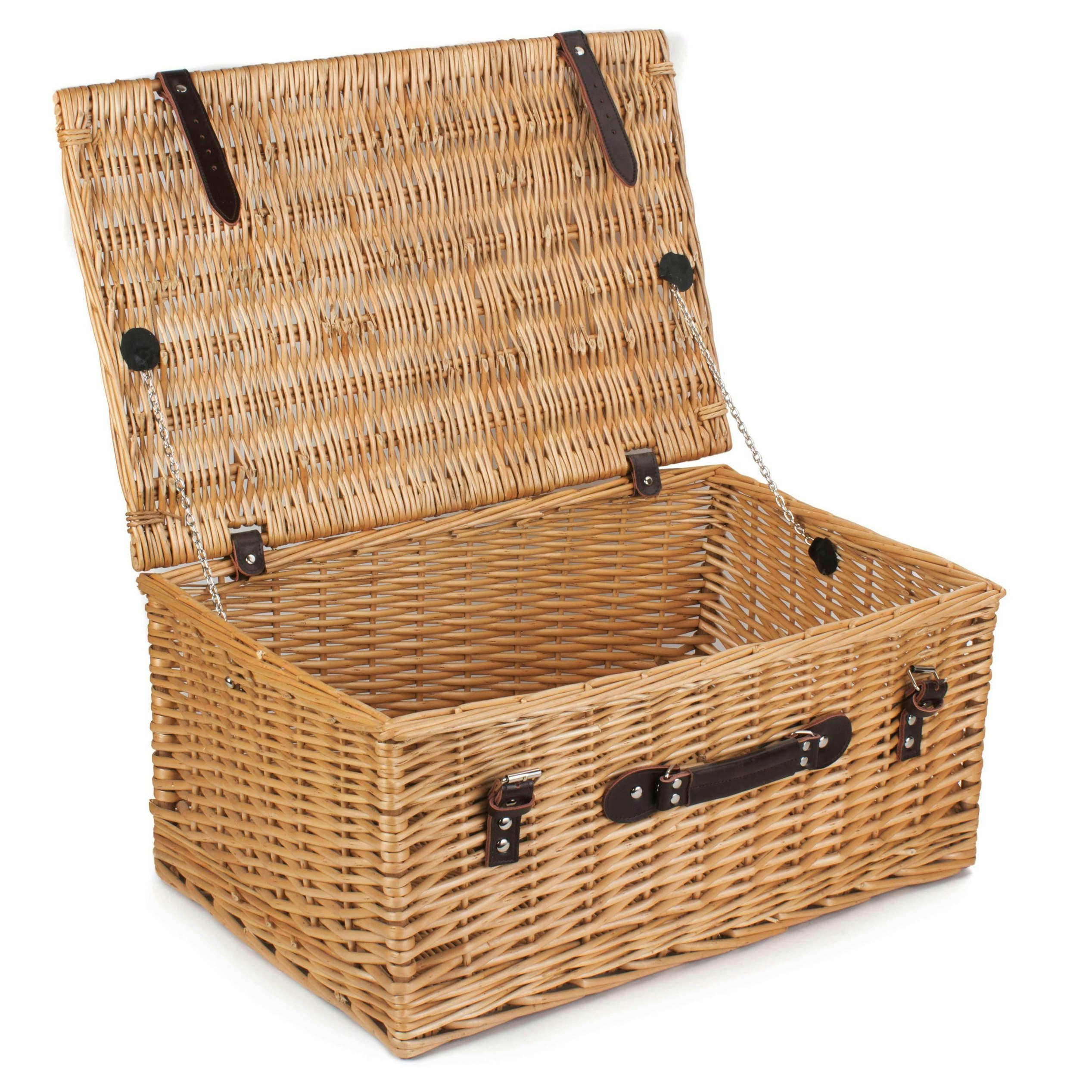 Red Hamper Red/Brown Hamper 55Cm Buff Willow Wicker Picnic Basket