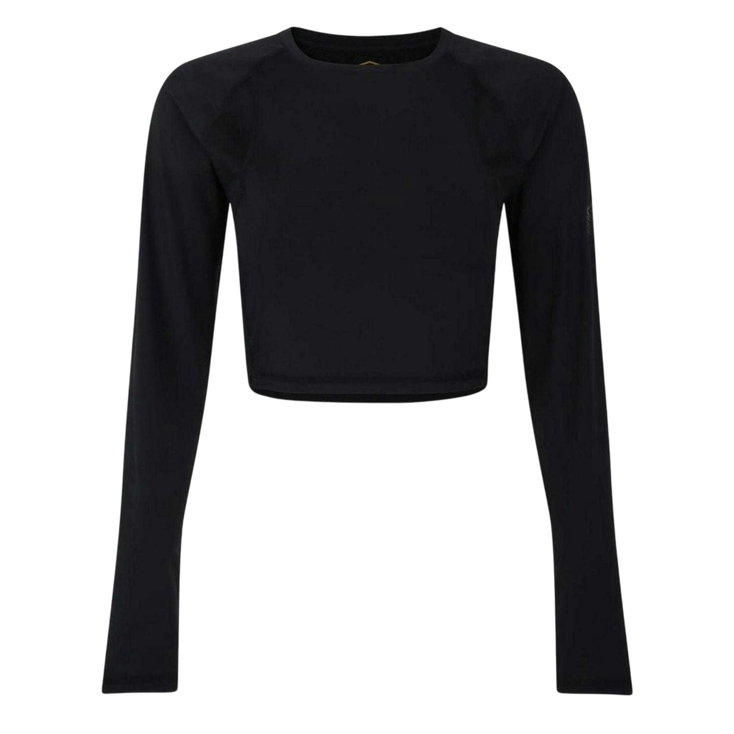 Umbro Women's Black Bodycon Raglan Long-Sleeved Training Crop Top - 14 Uk - 90% Polyester/10% Elastane