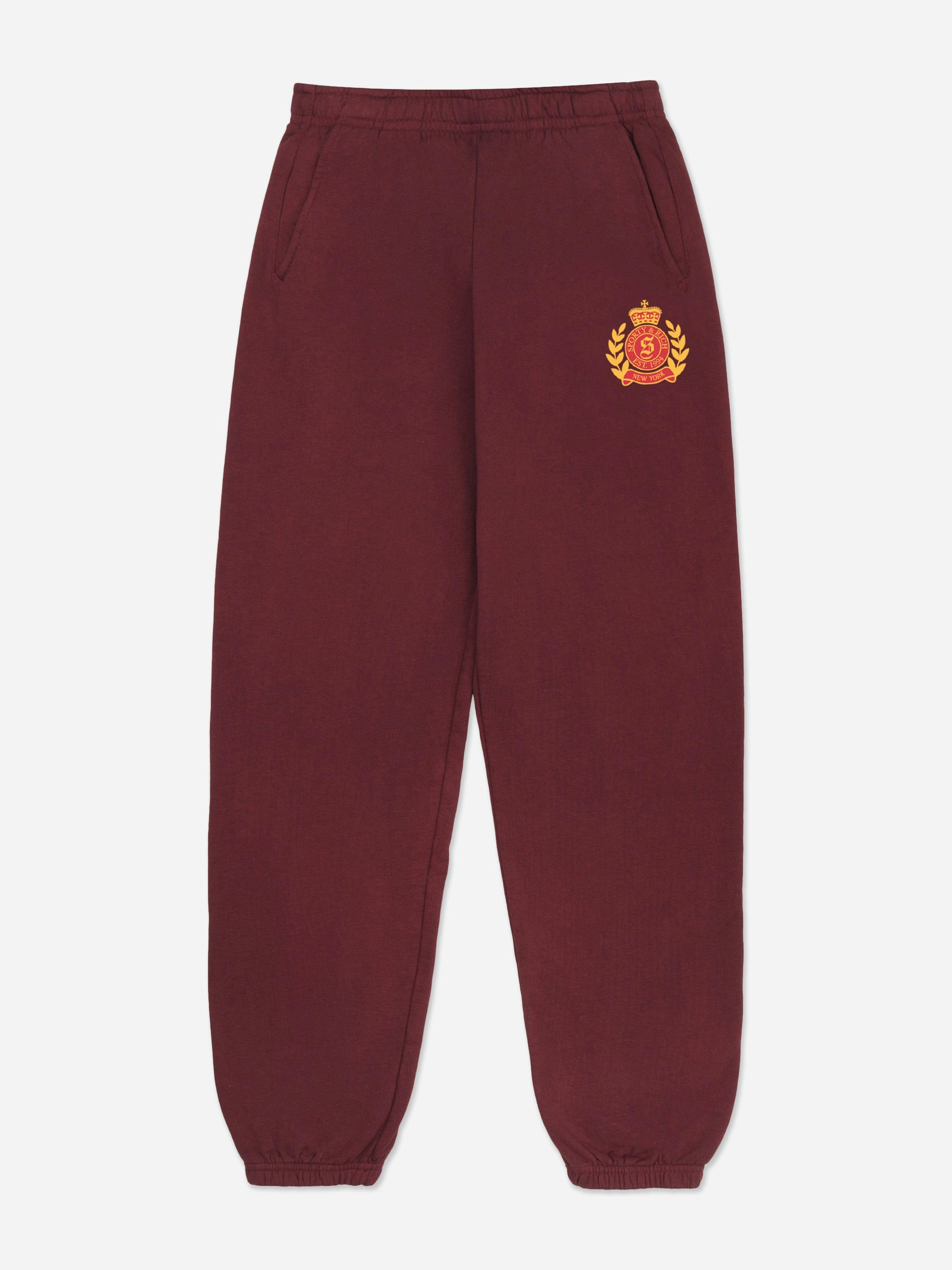 Sporty & Rich Red Kids Ny Health Crest Joggers In - 10 - 12 Yrs
