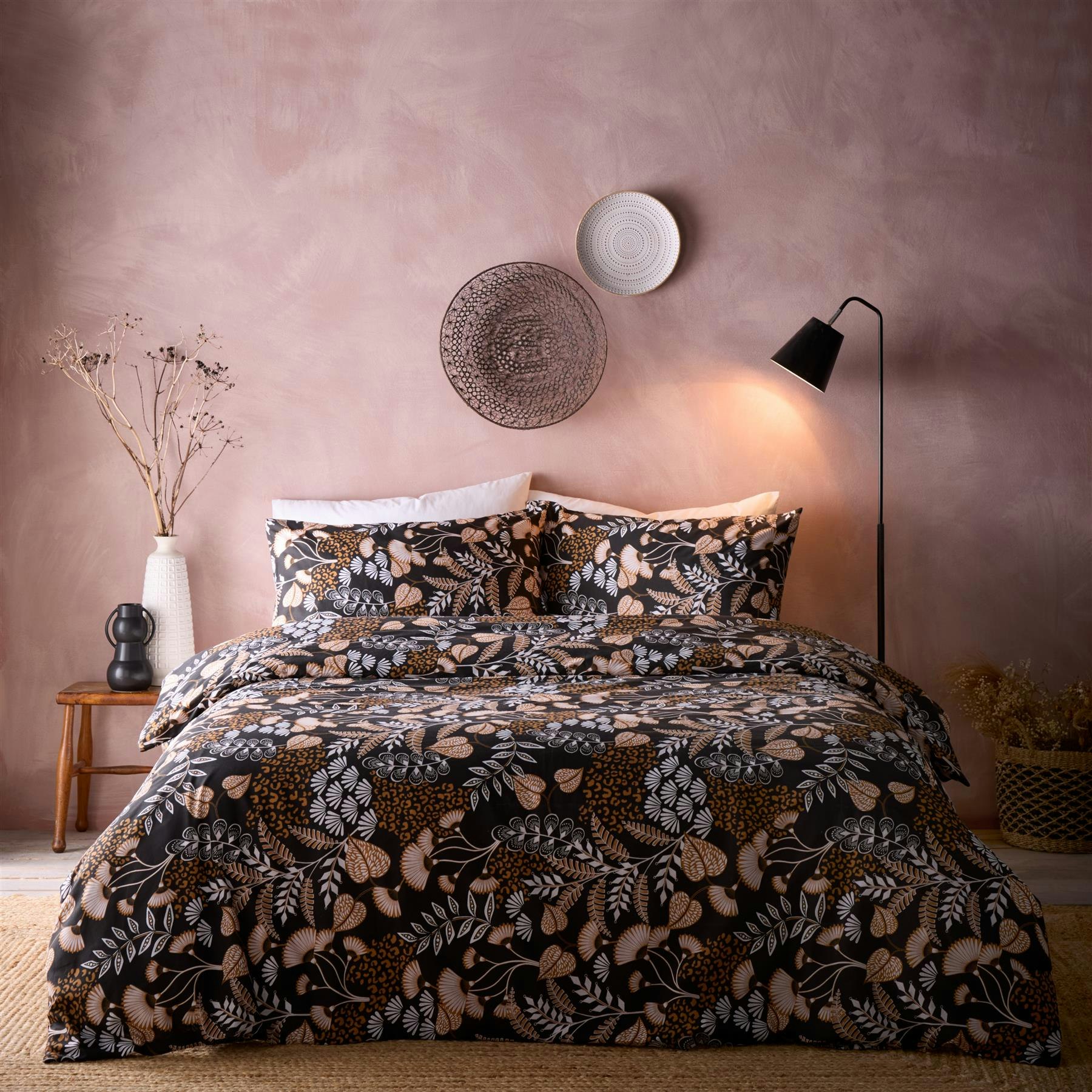 Rackhams Black Jephson Duvet Cover Set - Double - Polycotton