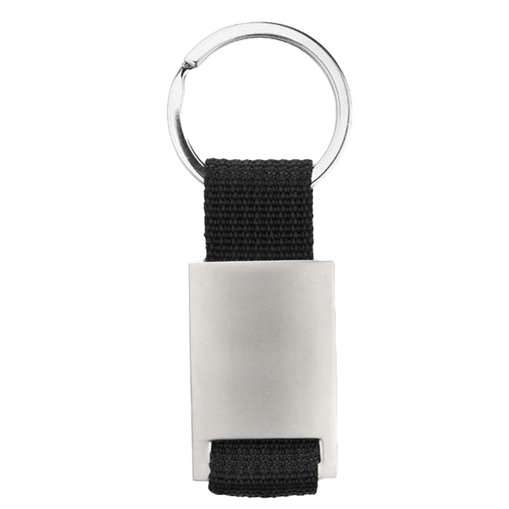 Midocean Black/Silver Tech Rectangular Metal Keyring - One Size