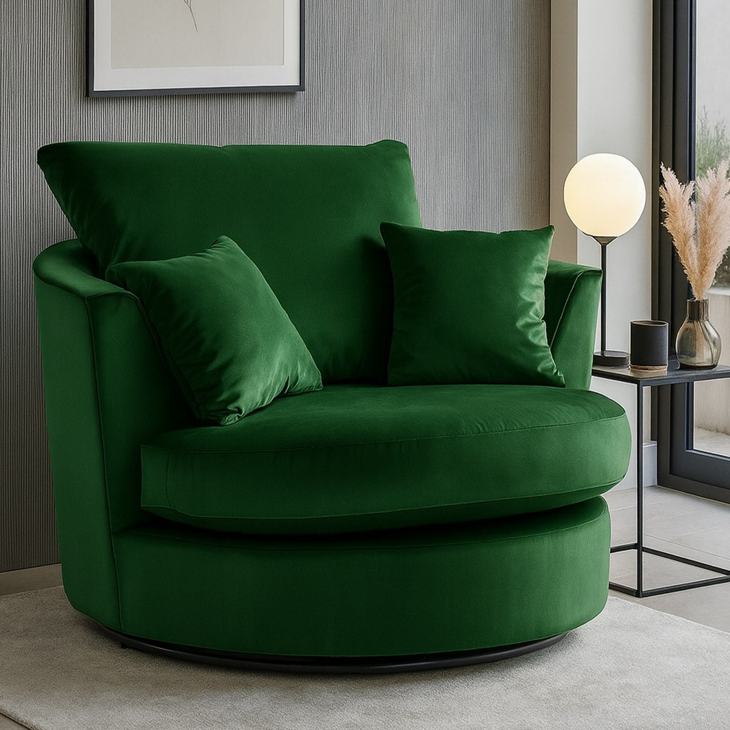 Rackhams Green Brooklyn Plush Velvet Swivel Chair