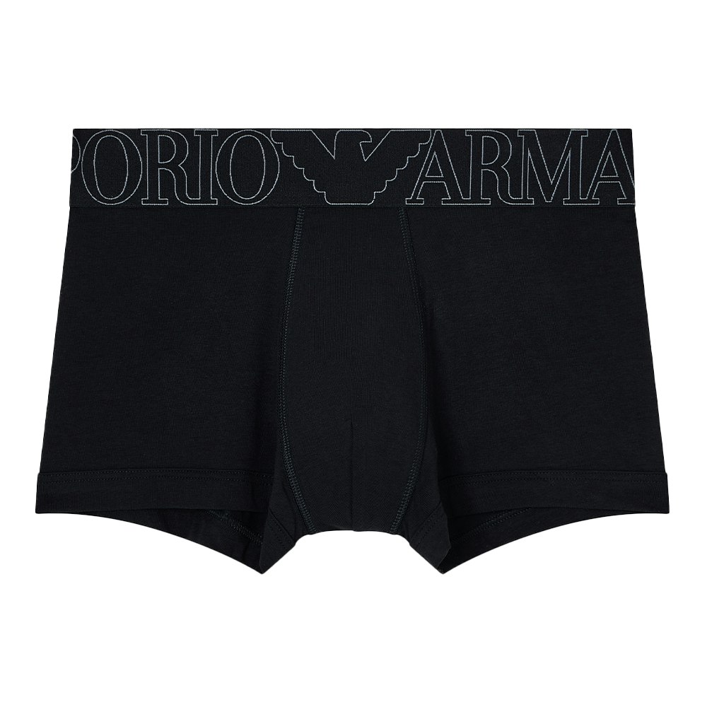 Emporio Armani Men's Black Stretch Cotton Megalogo Boxer Trunk, - Small