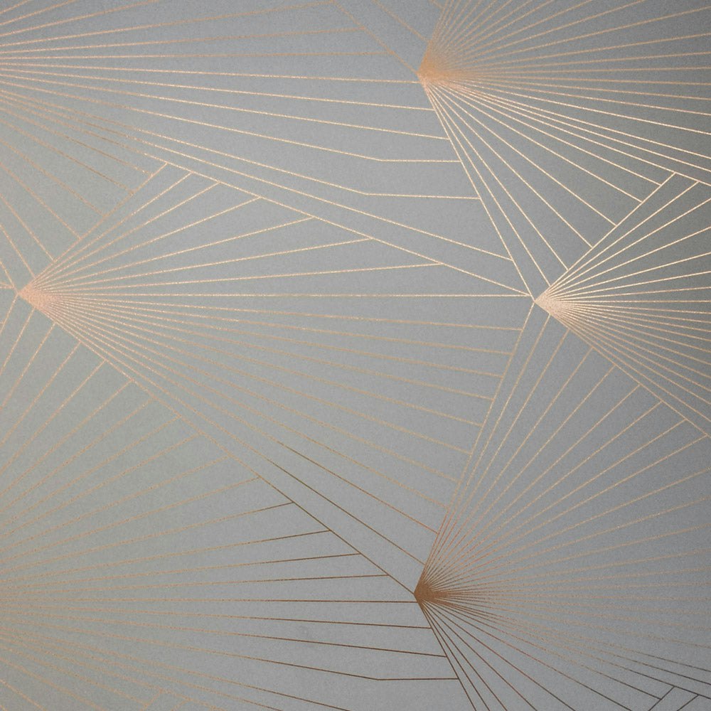 Rackhams Grey Fan Copper Rose And Zinc - 10M Roll