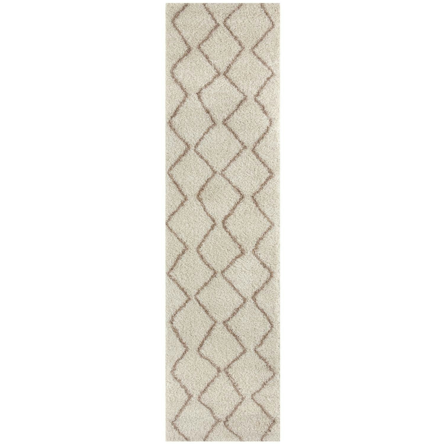 THE RUGS Modern Moroccan Design Living Room and Bedroom Rugs, Non-Shedding & Easy Care (Boho Ivory/Beige, 80x300 cm) - Image 2