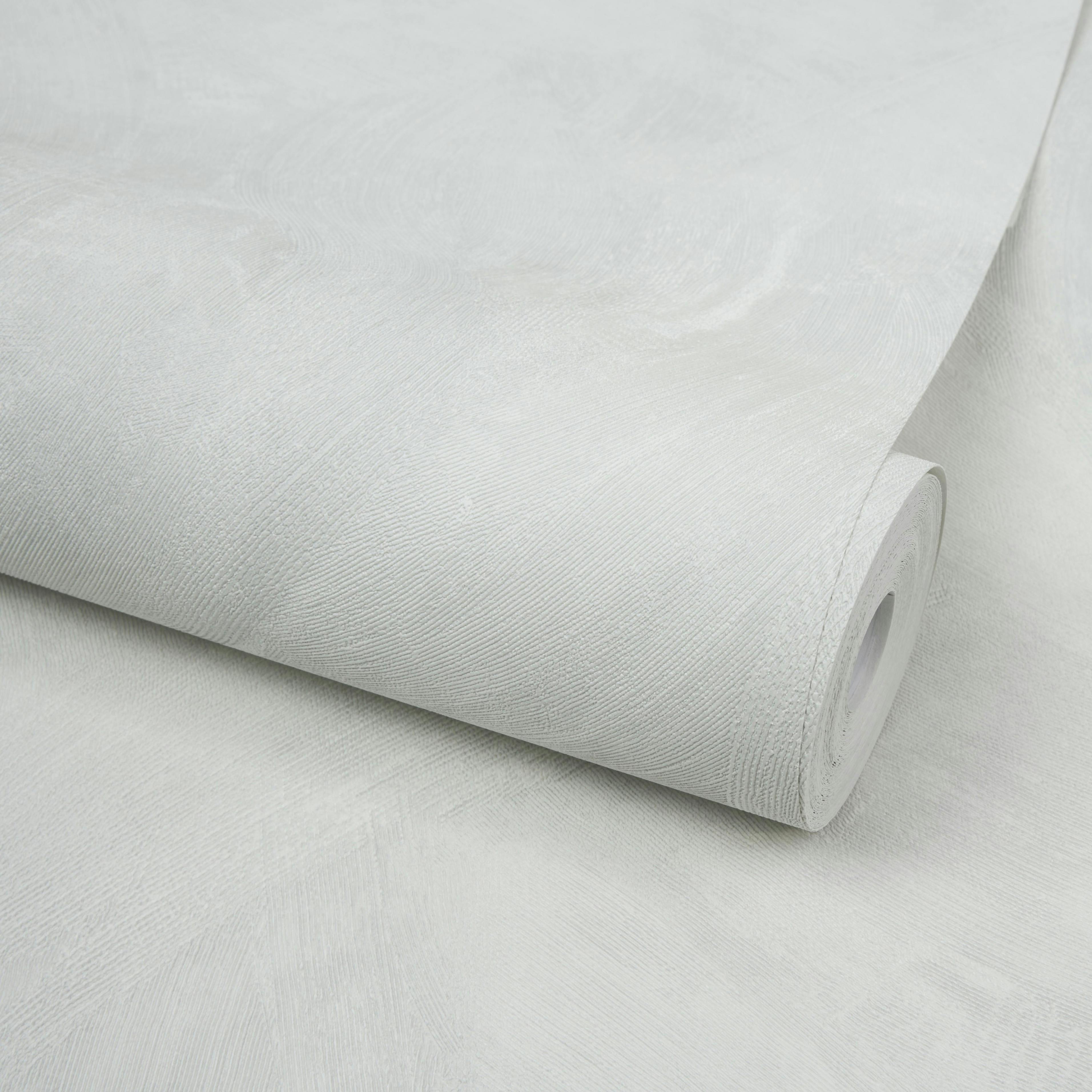 Grandeco Textured Wallpaper - Rustic Limewash Chalk Distressed Plaster Effect - Light Grey Pearl - Image 3