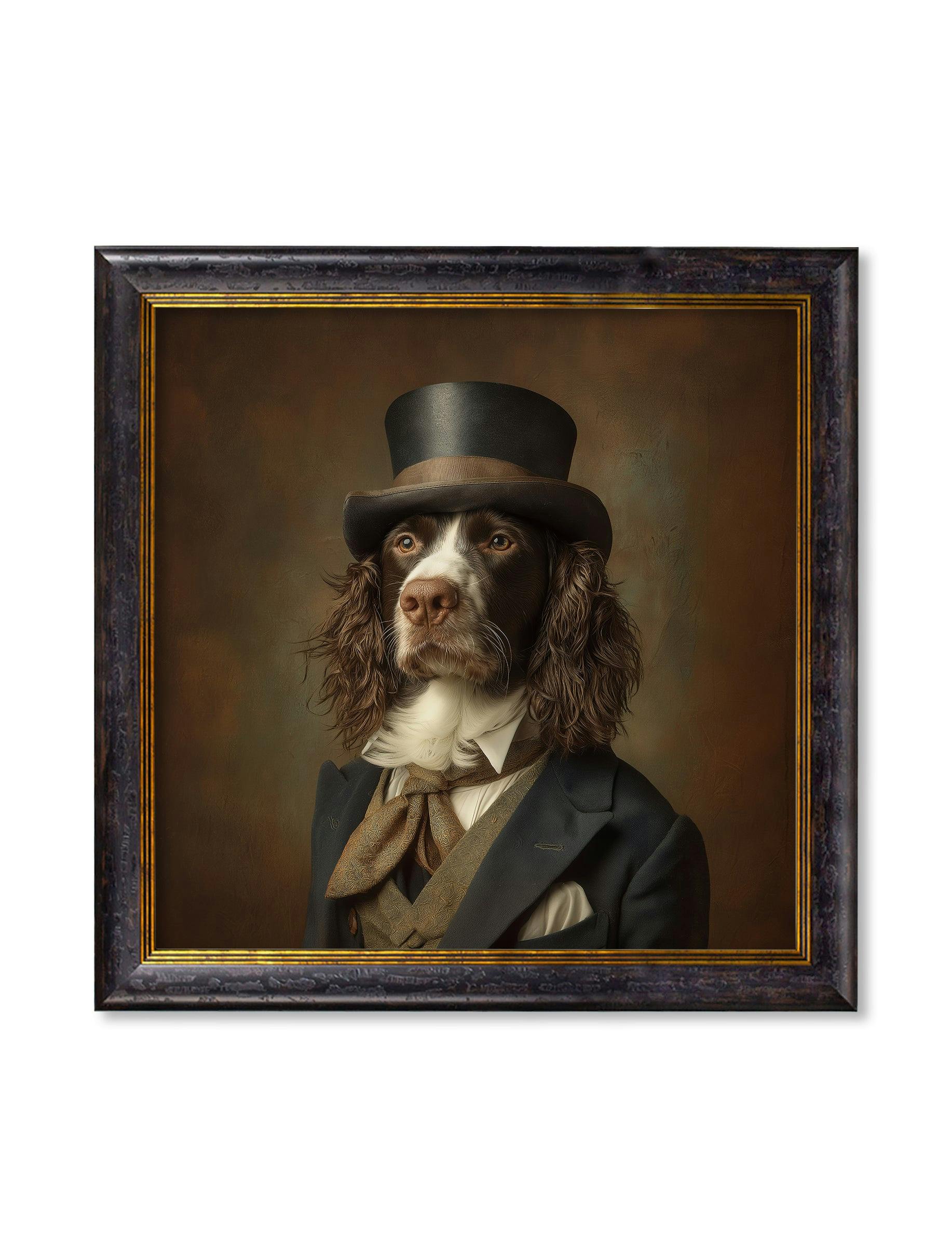 Rackhams Black/Light/Brown Duke Springly - Gentleman Springer Spaniel Oxford Square Frame - 96 X 96Cm