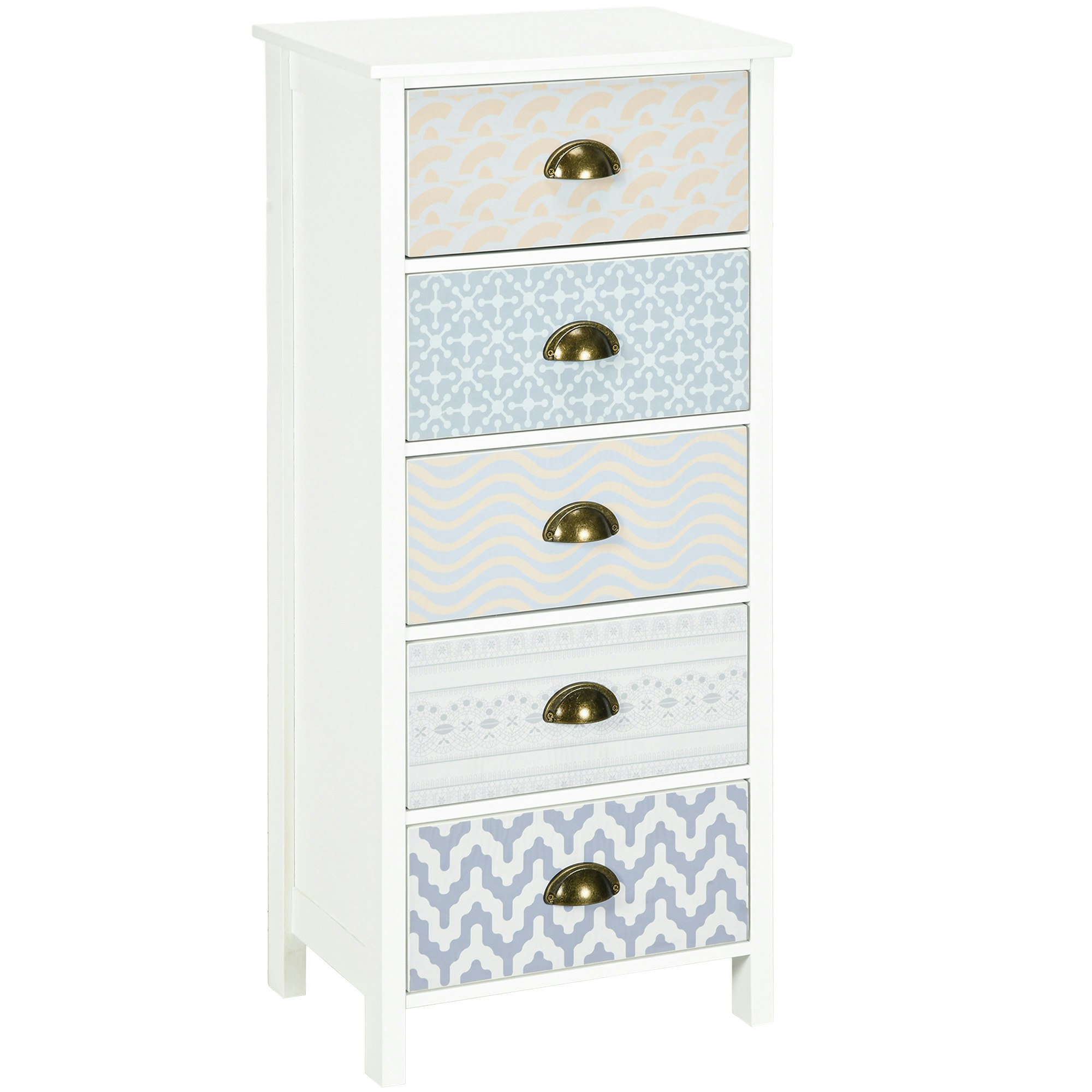 Rackhams Chest Of Drawers, 5 Drawer Unit Storage Chest Bedroom Living Room - Multi-Colored - 5 95.4Cm X 30Cm X 45Cm