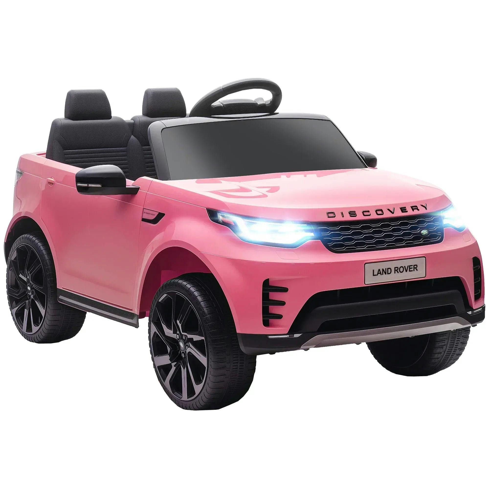 Bobobiy Pink Land Rover Discovery Licensed 12V Kids Electric Car With Remote, 4 Wheel Suspension, Slow Start, Lights, Music,