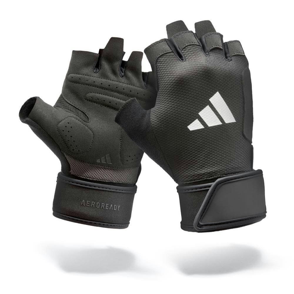 Adidas Unisex Black Strength Training Gloves W/ Padded Suedette Palm & Wrist Wraps In | Size: Small - Image 4