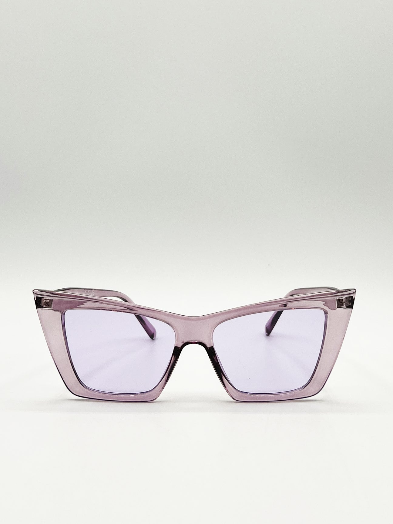 Svnx Purple Oversized Angular Cateye Sunglasses In