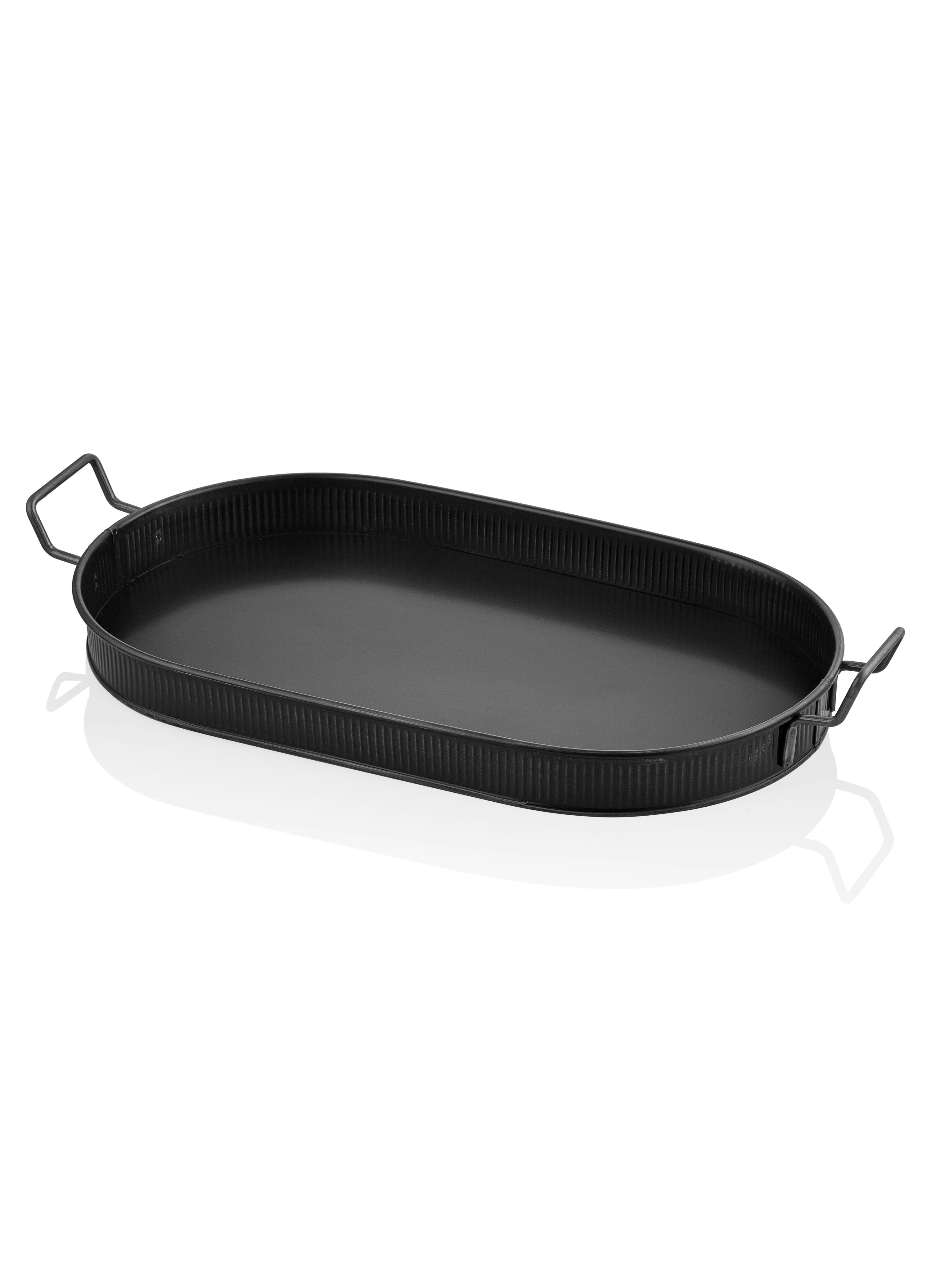 Rackhams Black Oval Serving Tray - 66 Cm (W) X 32 Cm (D) X 5 Cm (H)