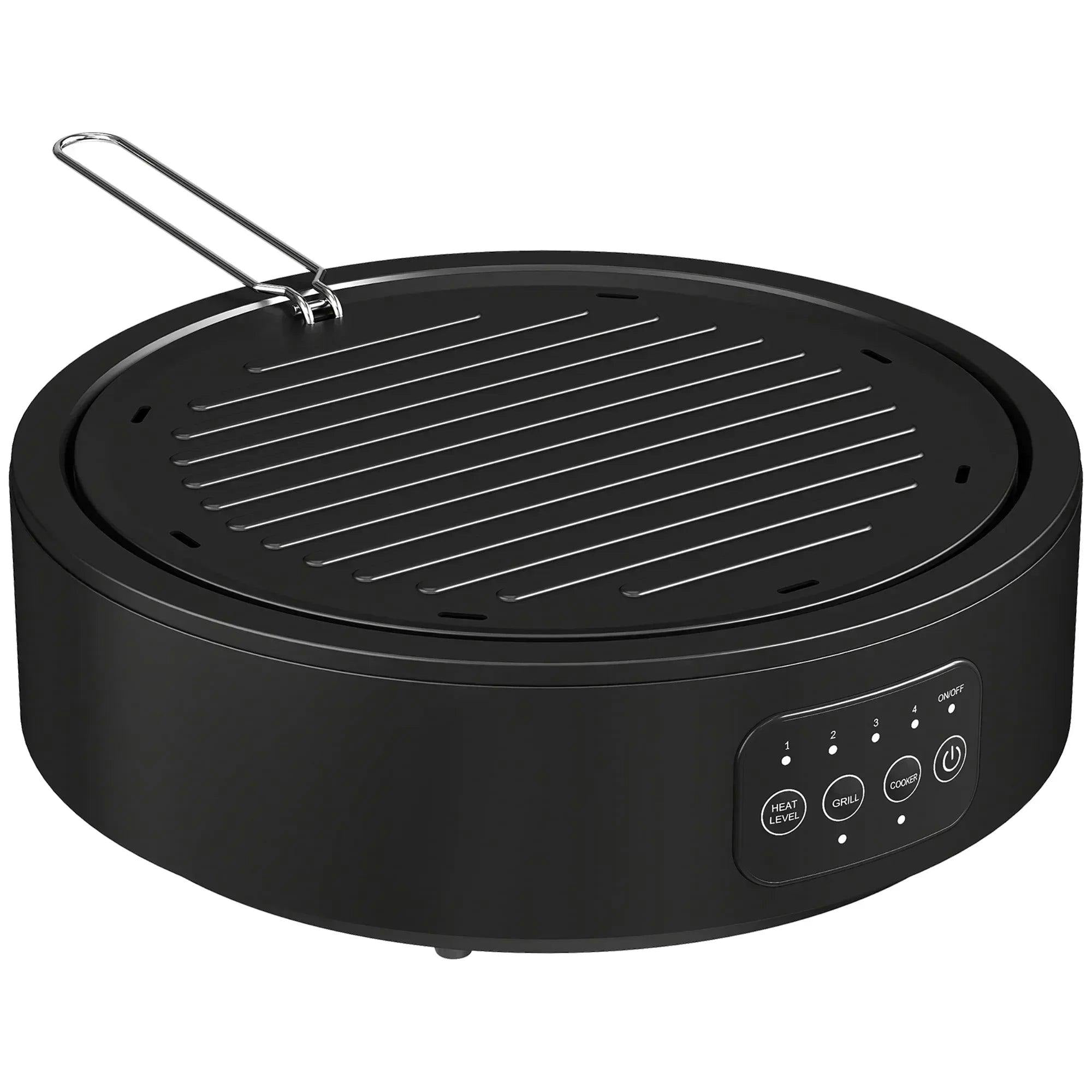 Electric Ceramic Hob with Grill Plate Multifunctional 36cm Plug in with 4 Black - Image 3