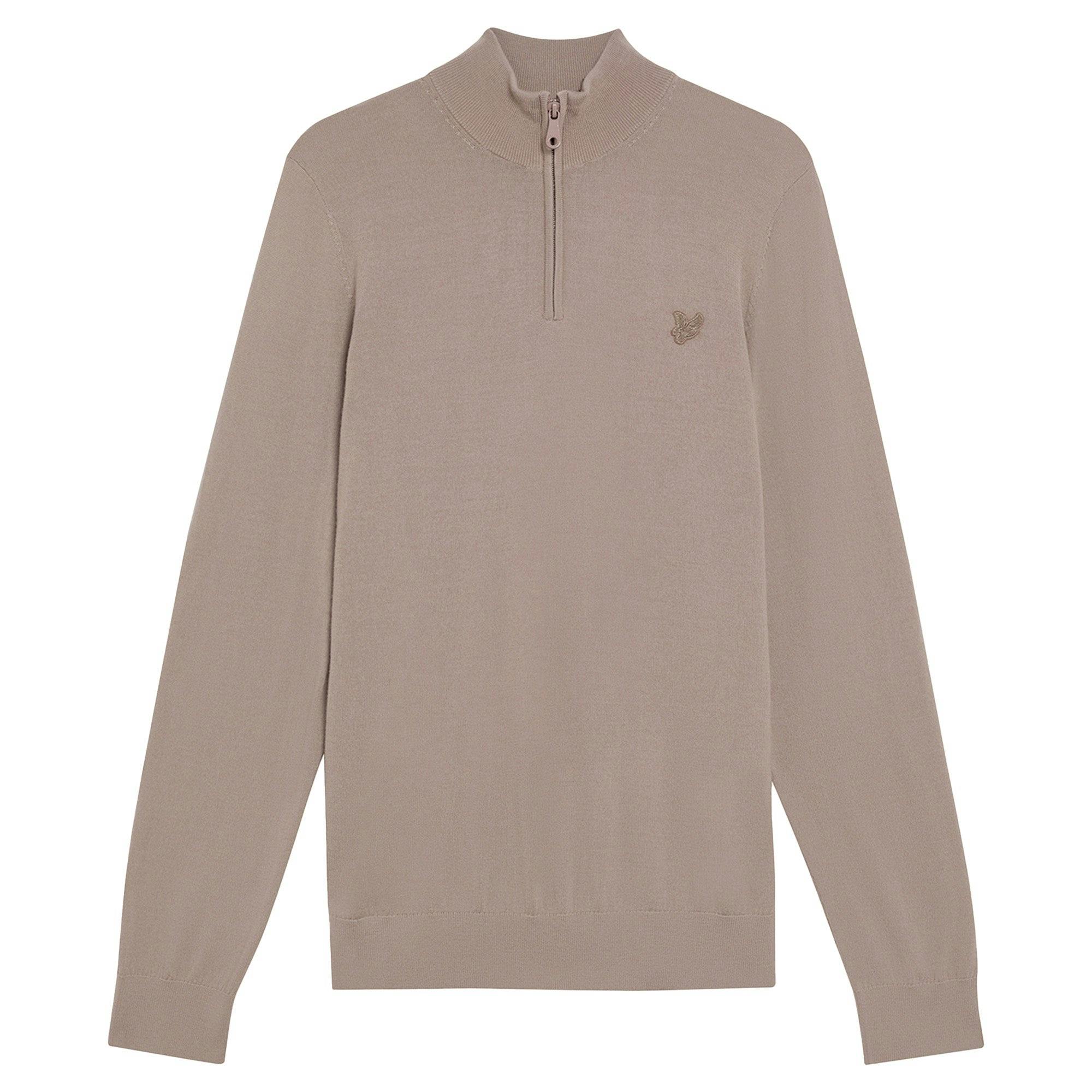 Lyle & Scott Tonal Merino Quarter Zip Jumper - Cinder - Medium