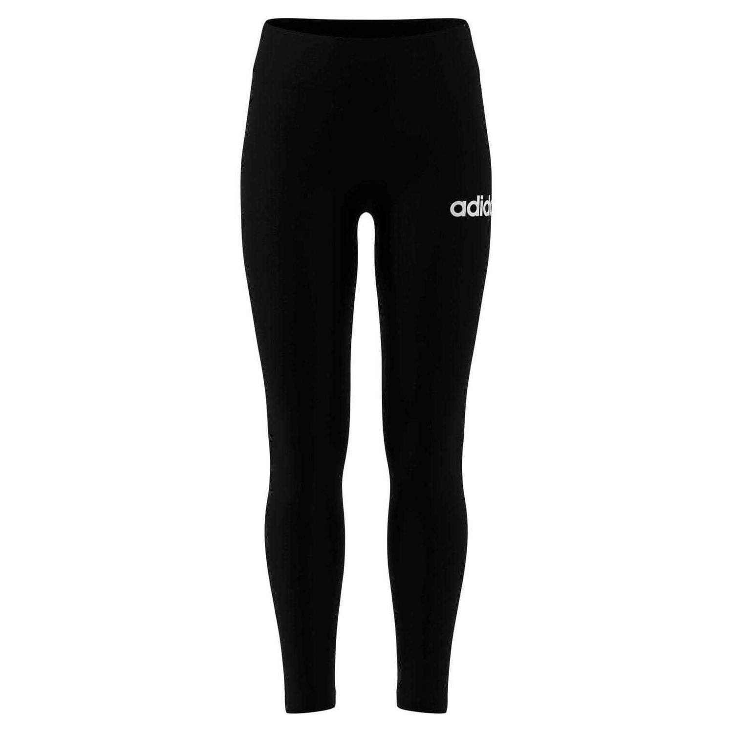 Adidas Girls Black/White Essentials Linear Leggings - 11-12 Years - 92% Cotton/8% Elastane