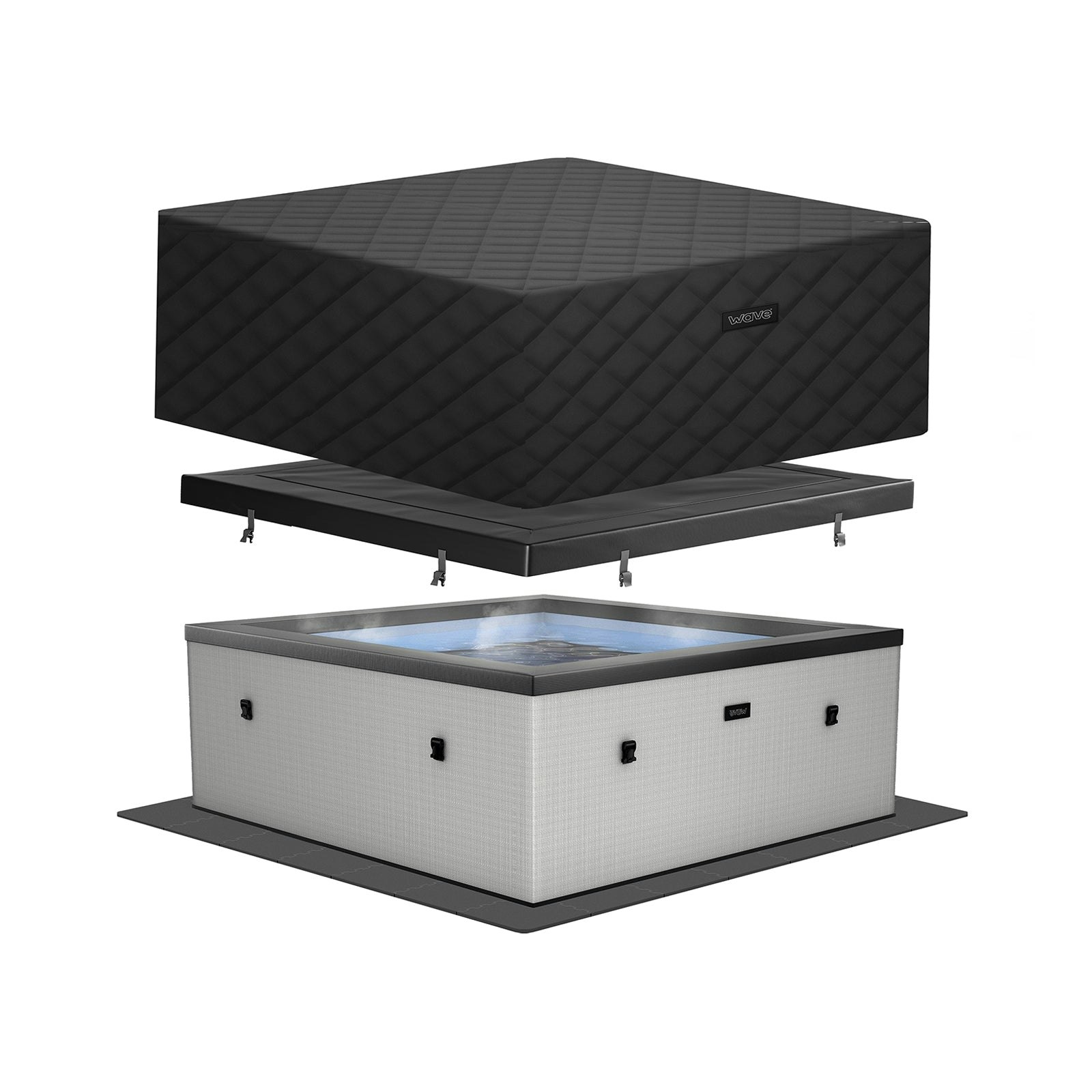 Rackhams Grey Garda | 4/6-Person Eco Foam Energysave Hot Tub Bundle | Built-In Integrated Heater - Graphite - 4 Person | 160X70cm