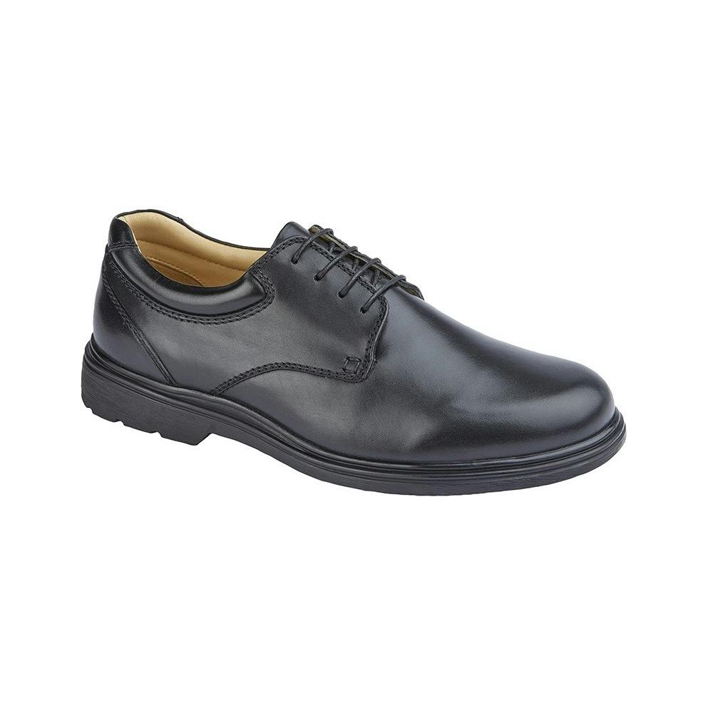 Roamers Men's Black Leather Shoes - 12 Uk - 80% Leather/10% Textile/10% Pu