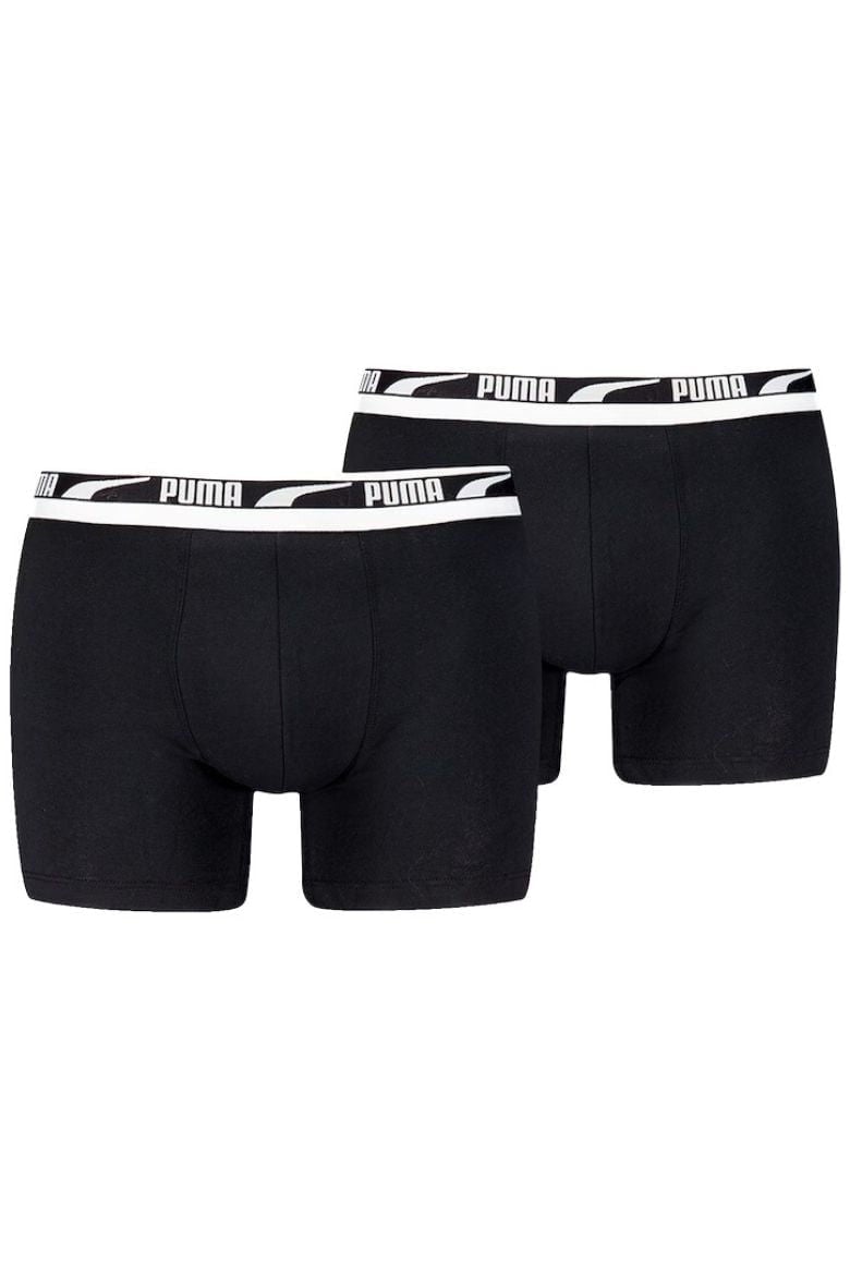 Puma Men's Black 2-Pack Everyday Multi Logo Boxer Briefs, - S
