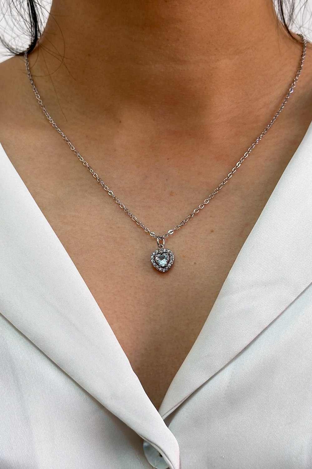Svnx Blue/Silver Crystal Heart Pendant Necklace In Colour - Gift Boxed - One Size