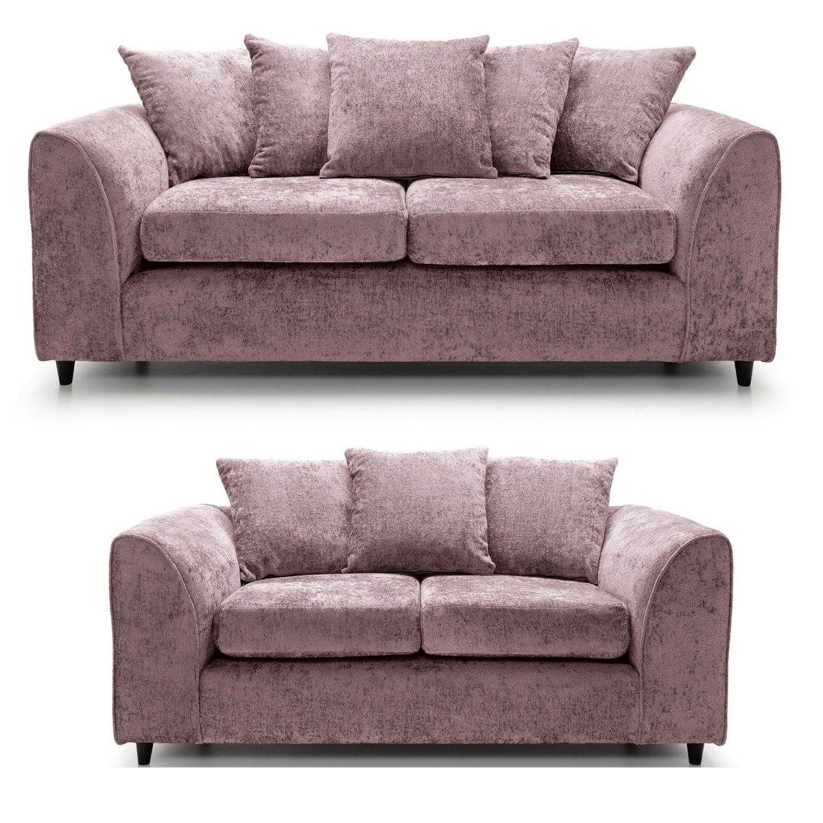 Furnishings For Less Pink Monaco Chenille Fabric Sofa Suite