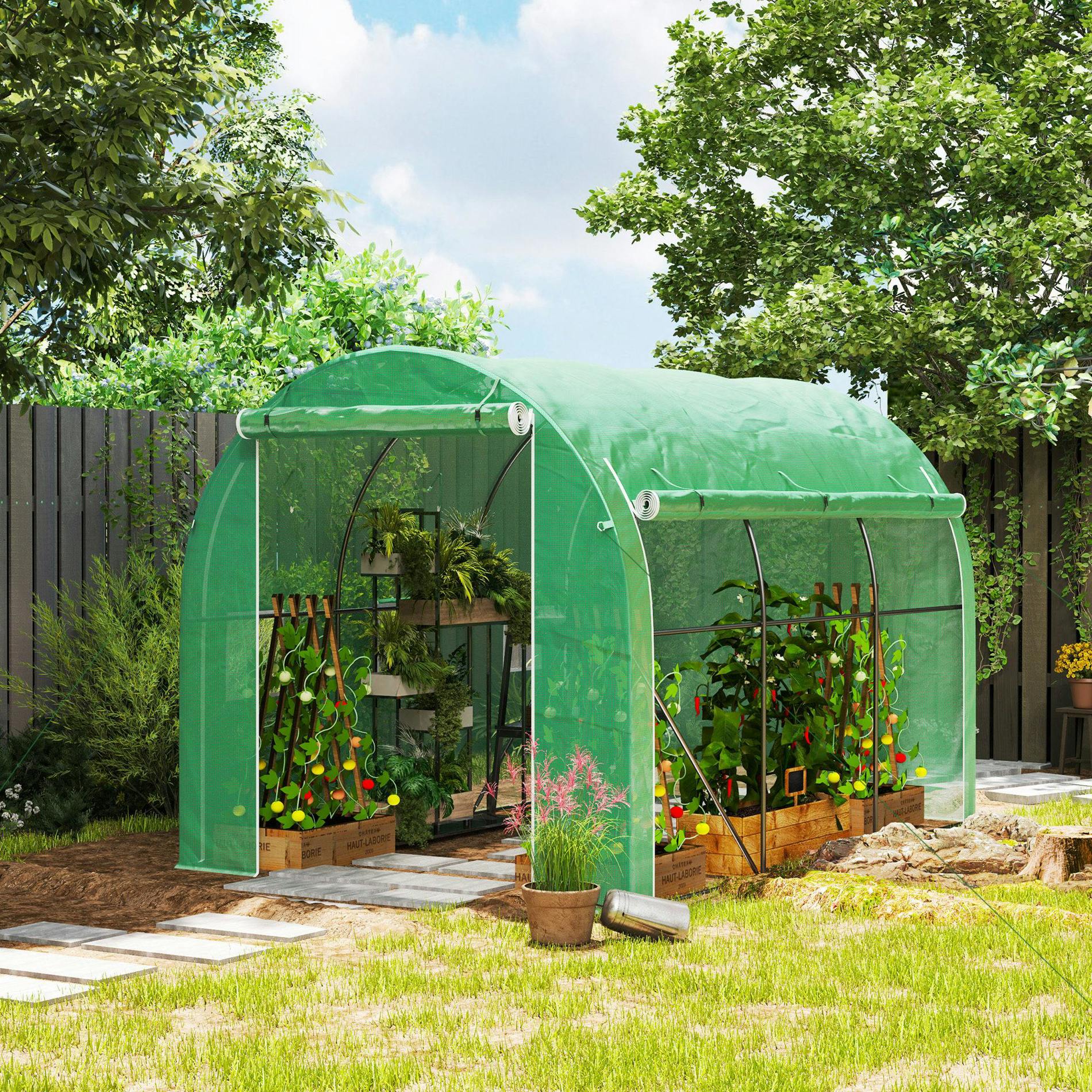 Rackhams Green Polytunnel House With Pe Cover, Galvanised Steel Frame, - 296L X 196W X 200H Cm - Polytunnel House