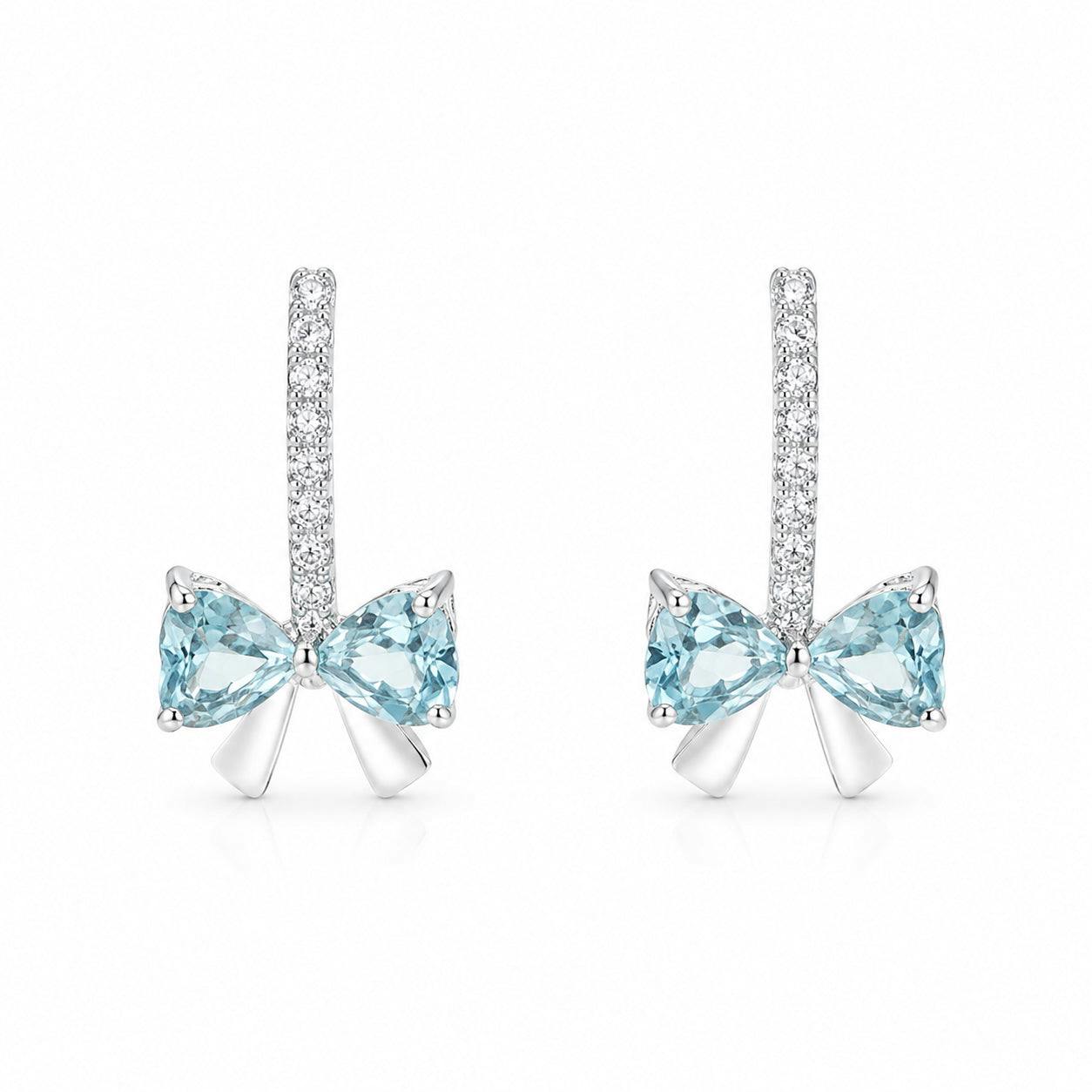 Spero London Silver/Blue Sterling Aqua Bow Earrings