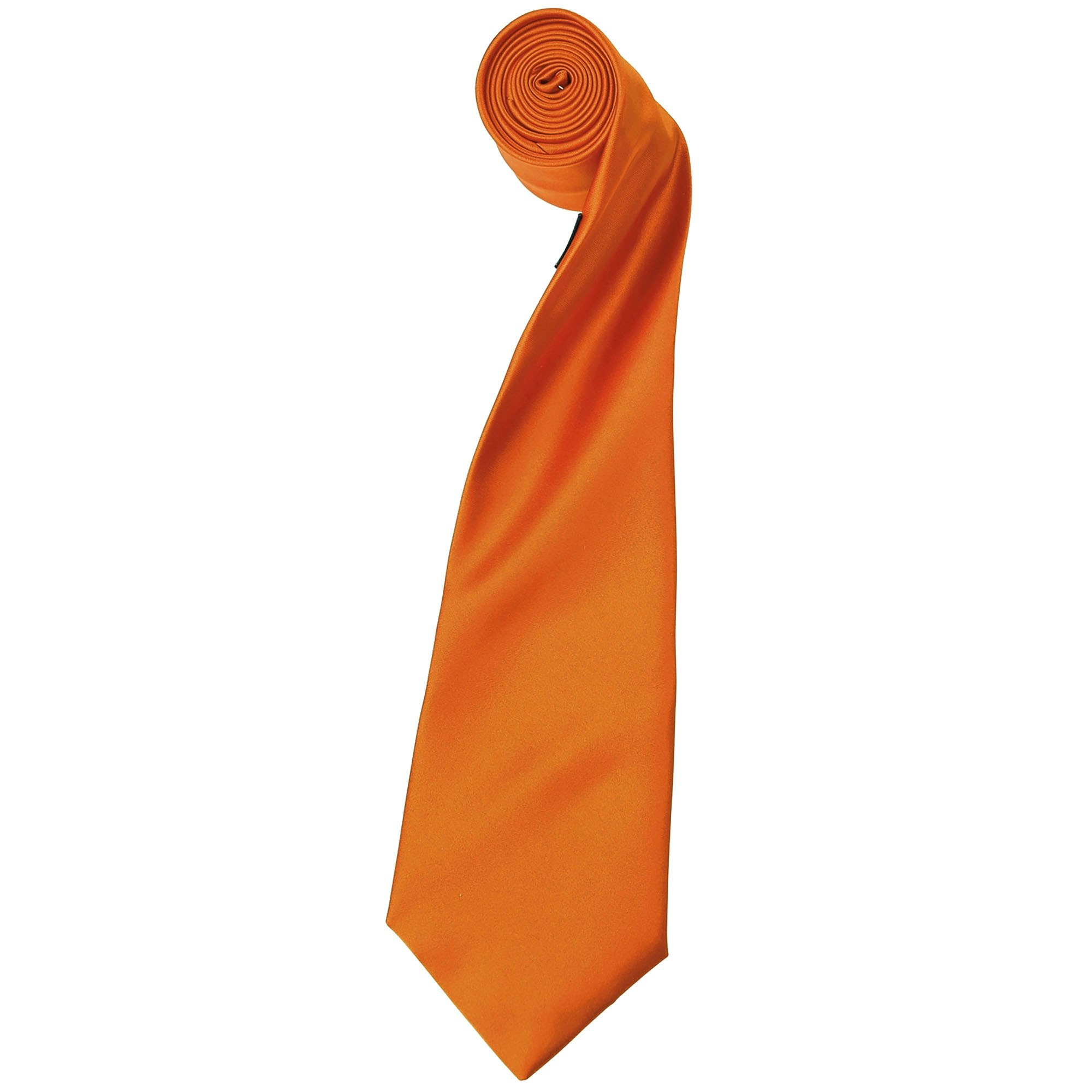 Premier Mens Plain Satin Tie (Narrow Blade) (Pack of 2) (Orange) - One Size - Image 3