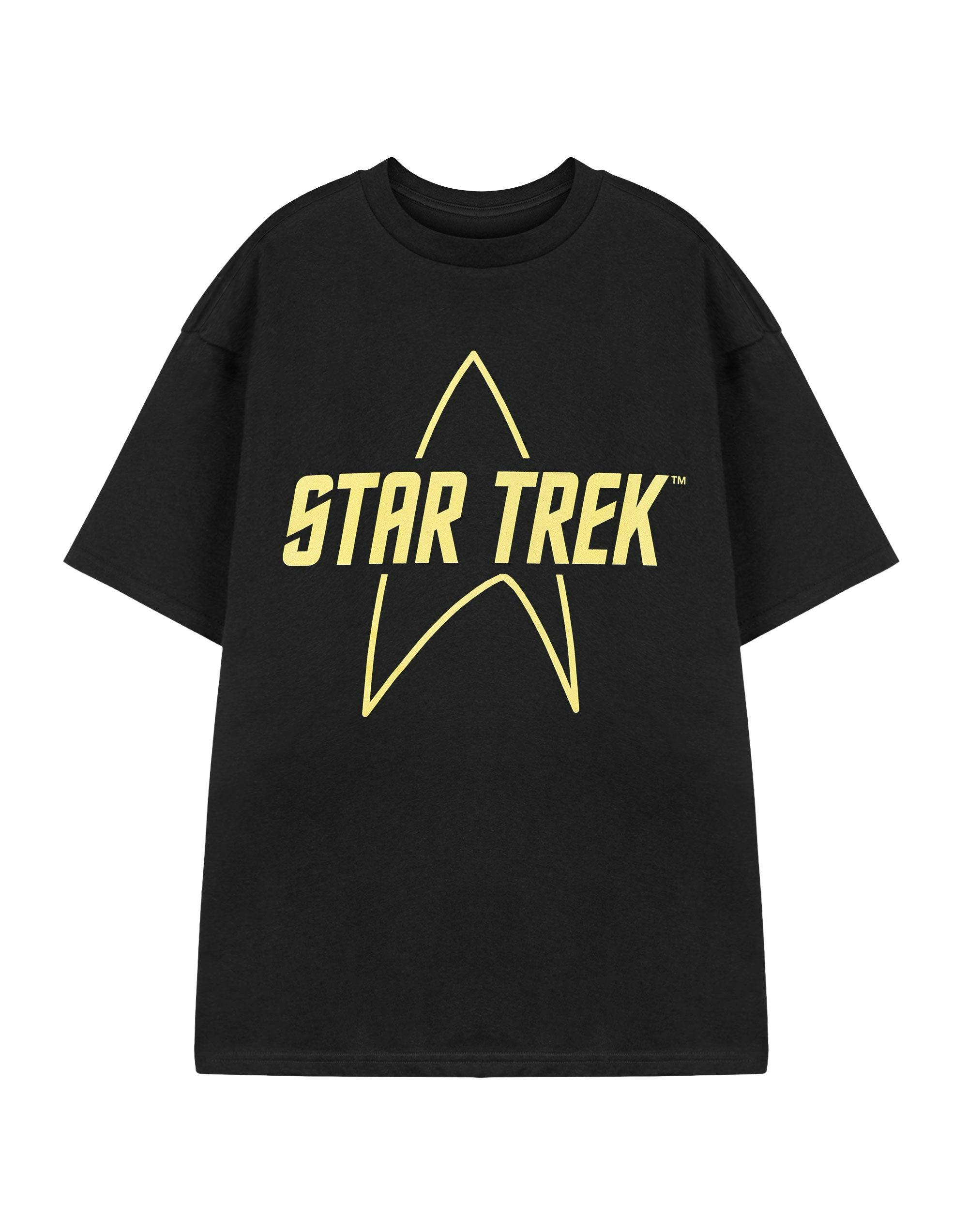 Vanilla Underground Men's Black Star Trek Logo Short Sleeved T-Shirt - Large