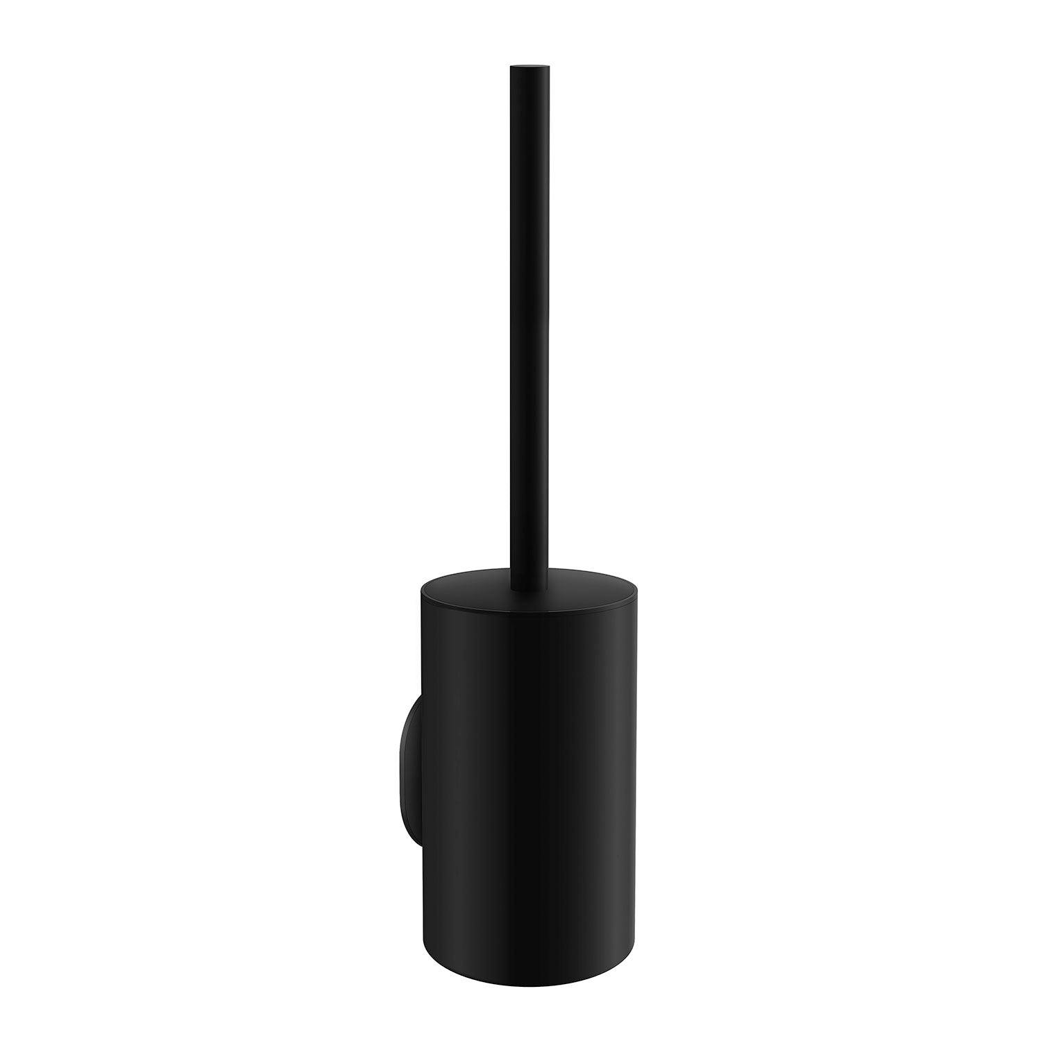 Rackhams Black Matt Self Adhesive Wall Mounted Toilet Brush And Holder