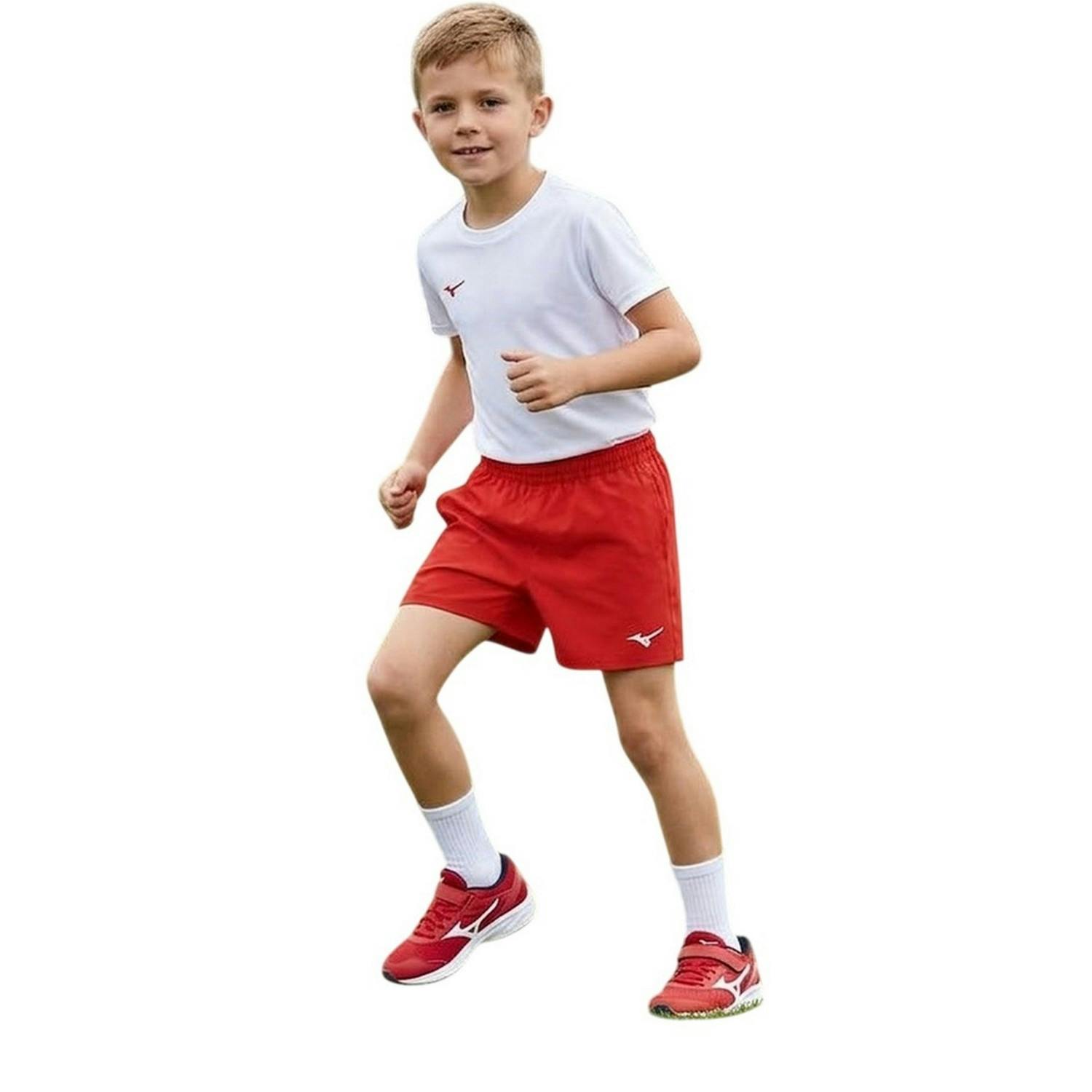 Mizuno Red Kids Authentic Logo Shorts - 13 Years - 95% Polyester/5% Elastane