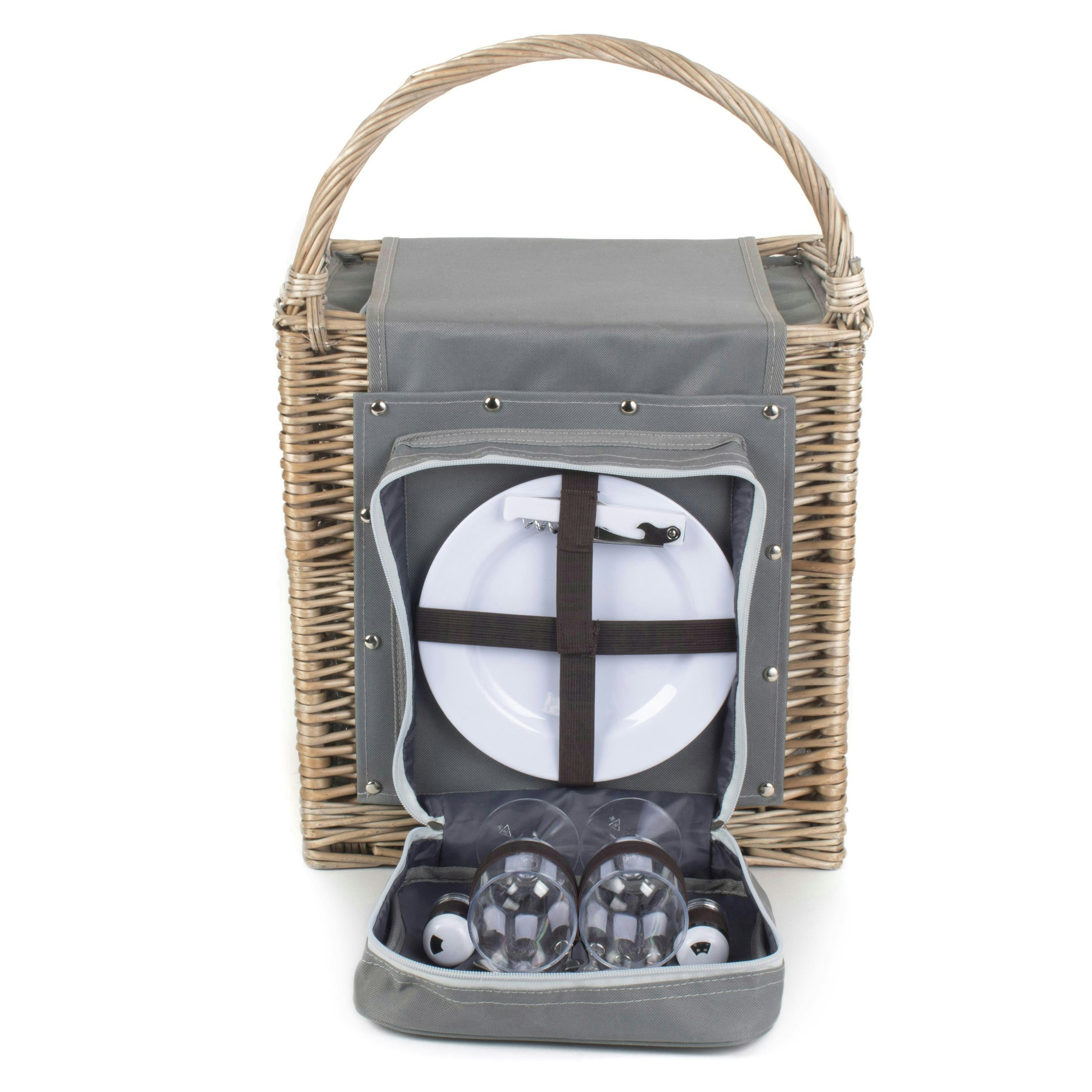 Red Hamper 2 Person Chiller Wicker Beach Picnic Basket - 2 Person
