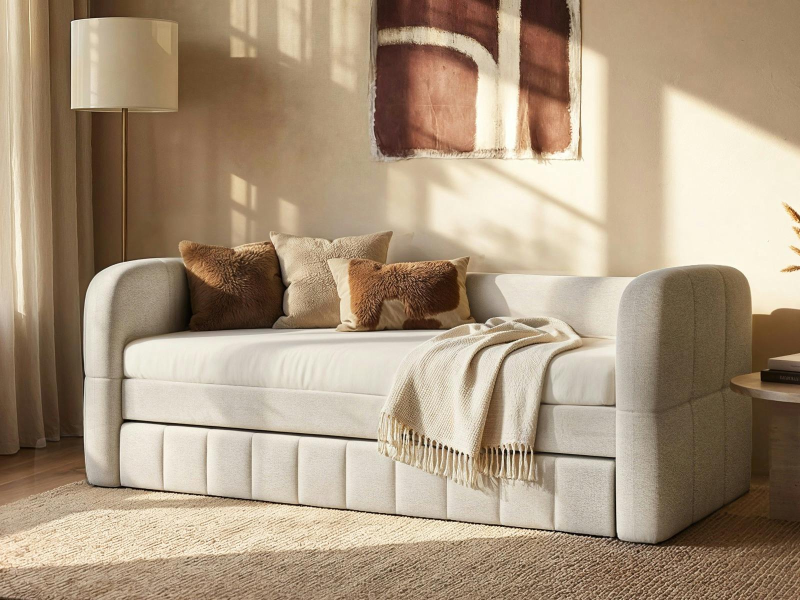 B&Q - Livia Day Bed With Trundle Cream - Image 3