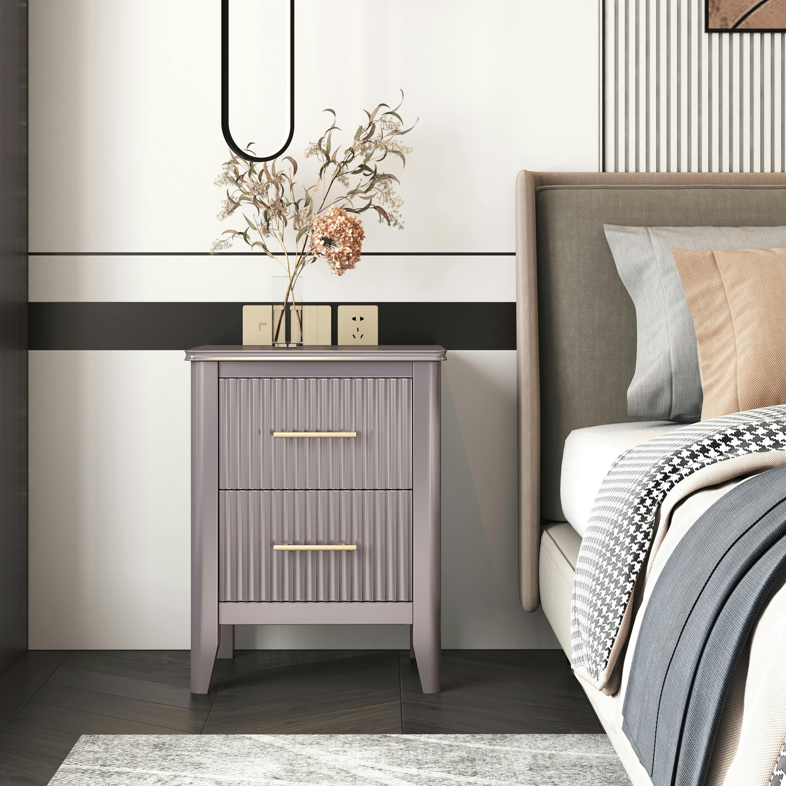 Rackhams Grey Fregona 2 Drawer Bedside Table