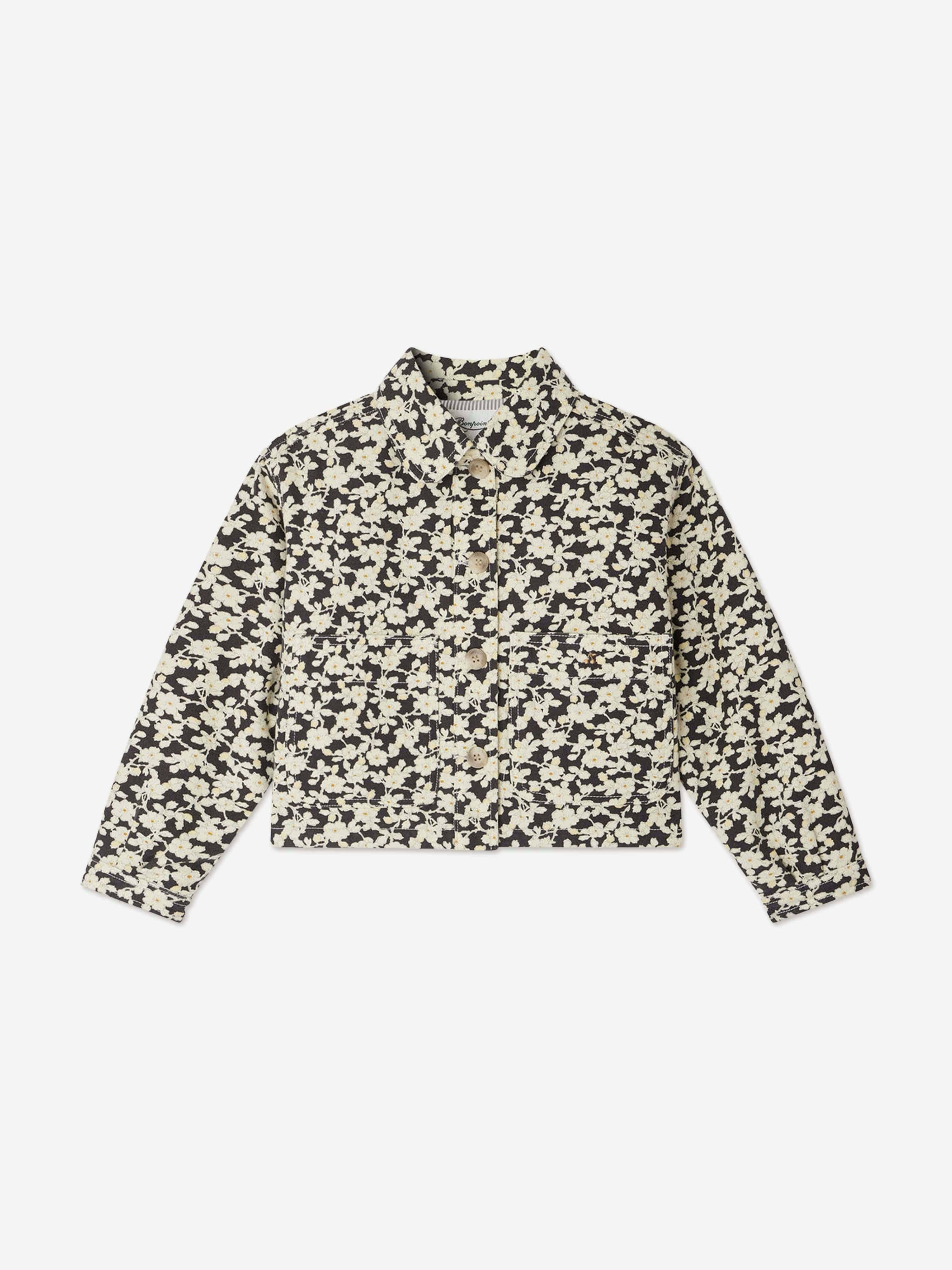 Bonpoint Girls Black Floral Jalia Jacket In - 4 Yrs