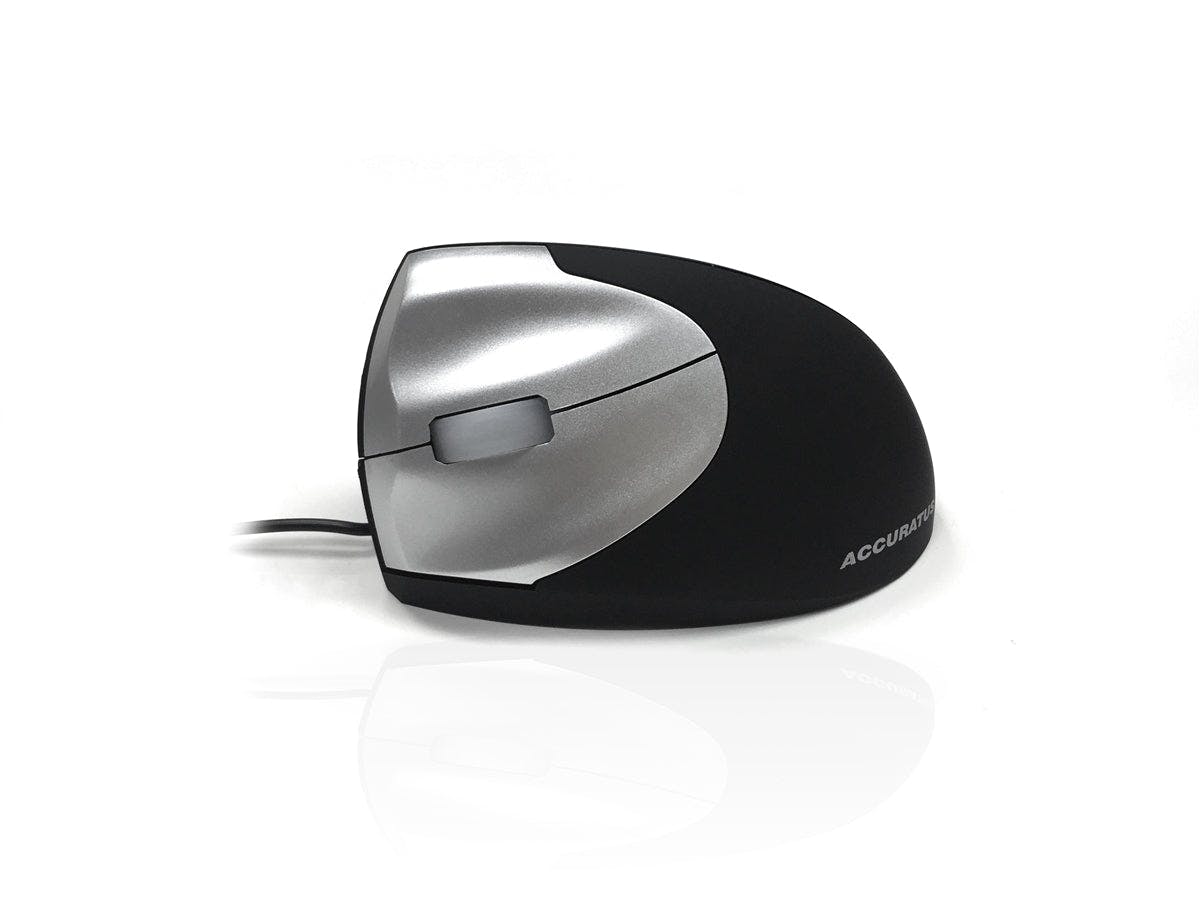 Accuratus Silver/Black Left Handed Upright Mouse 2 - Usb Left Handed Vertical Mouse To Help Prevent Rsi