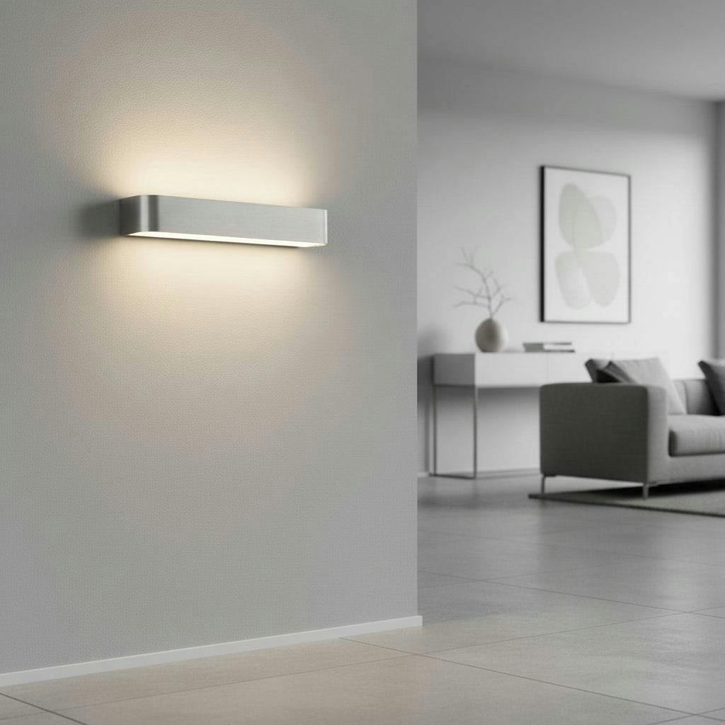 Rackhams Light/White 12 Watt 450Mm Wide Brushed Aluminium Up Down Sconce Indoor