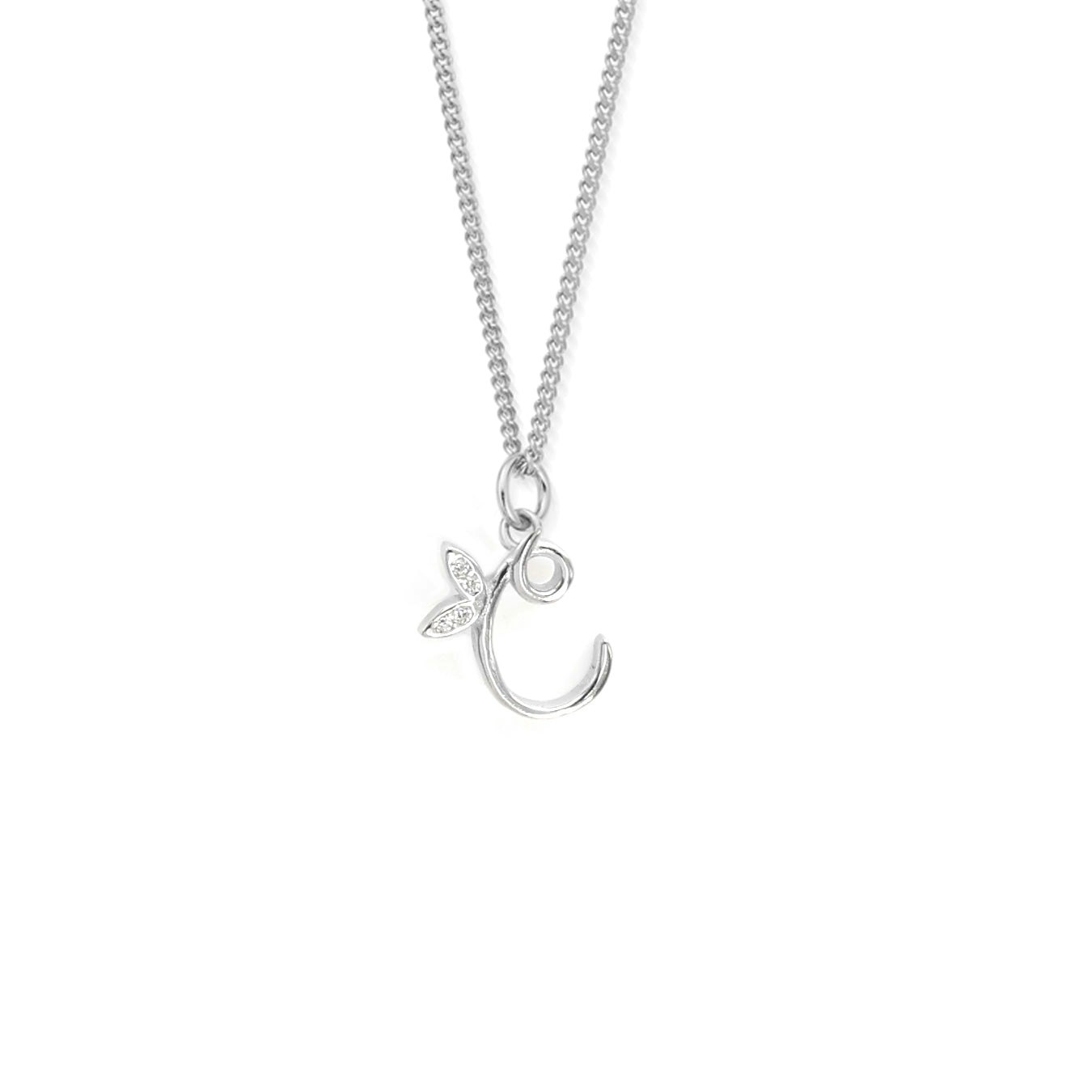 Say It With Silver Dainty Winged Initial Charm Necklace - Sterling - C