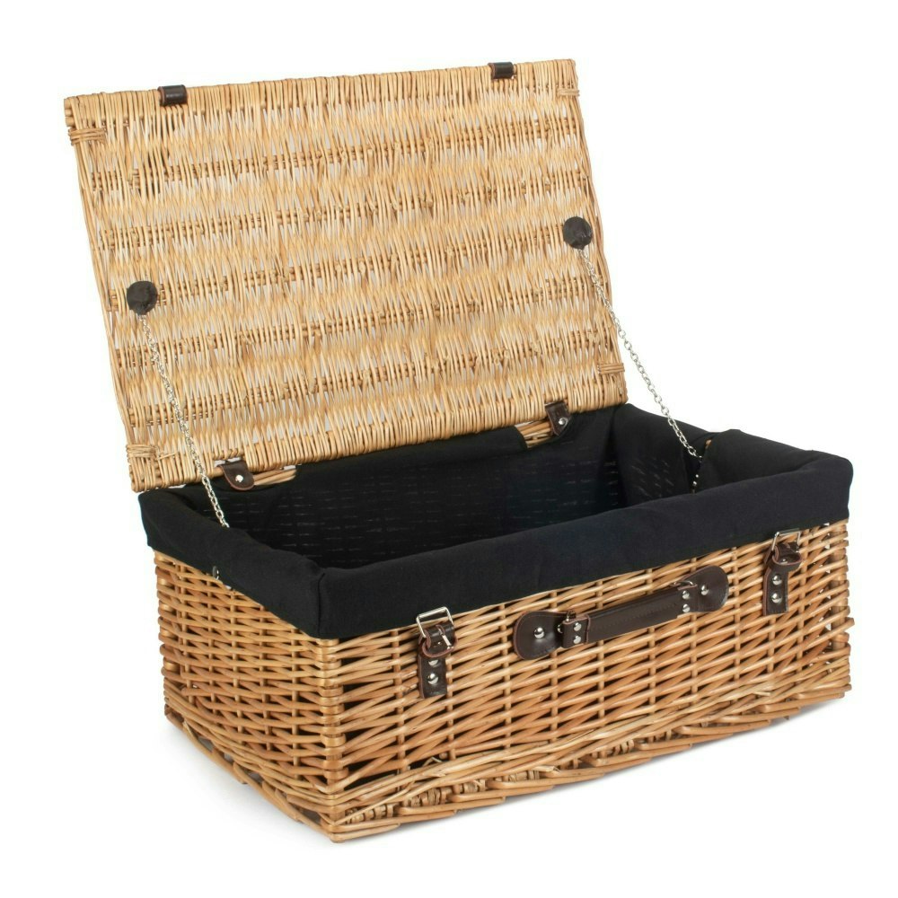 Red Hamper Red/Black Hamper 55Cm Buff Willow Wicker Picnic Basket