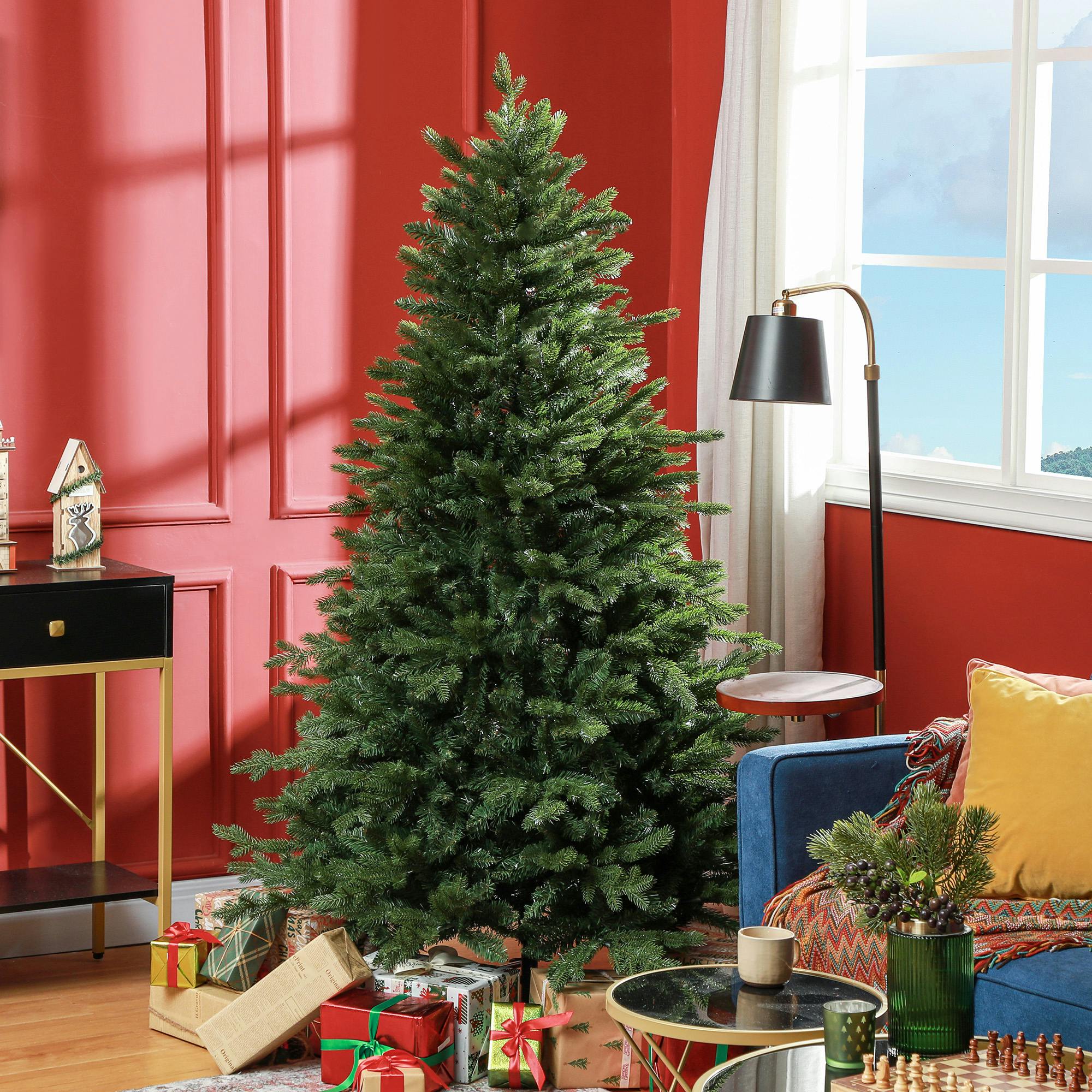 Homcom 5 Ft Artificial Christmas Tree With Metal Base, Hinged Branches - 6Ft - Image 3