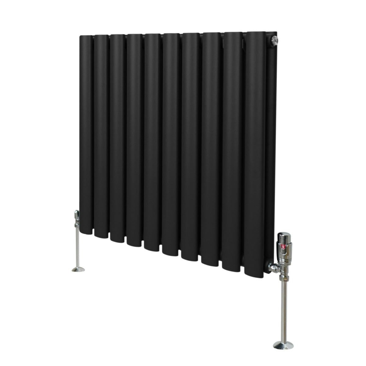 Monstershop Black Oval Column Radiator & Valves - 600Mm X 600Mm –