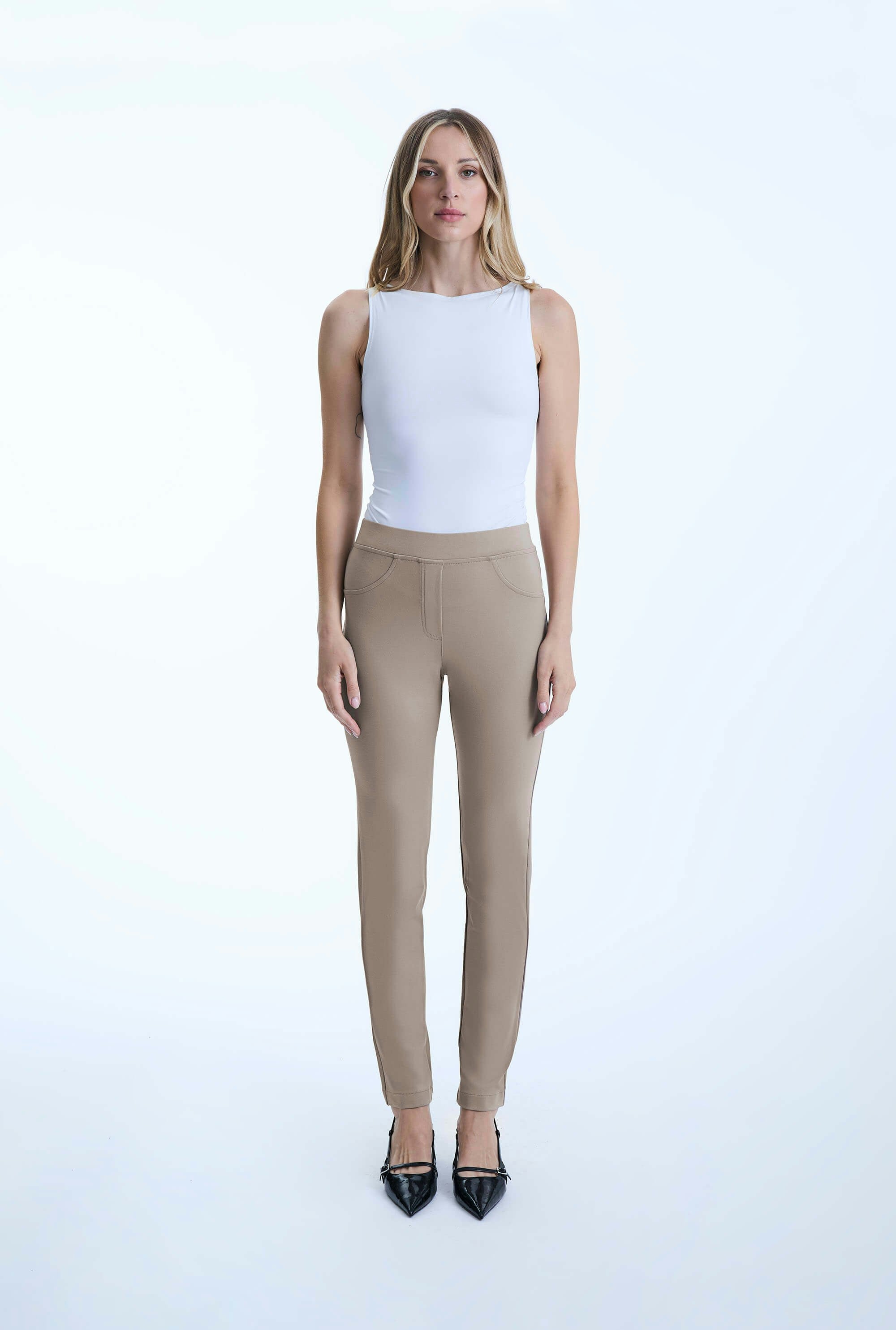 James Lakeland Beige Cigarette Trousers - Xl
