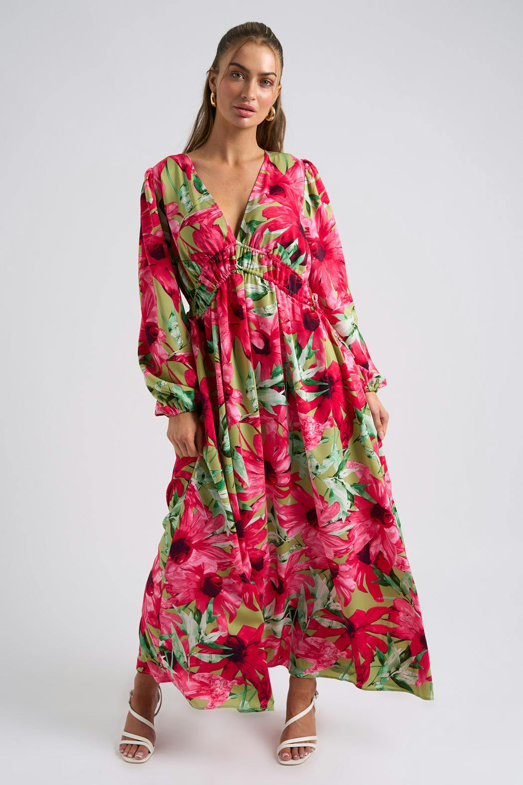 Urban Bliss Large Floral Ruched Smock Dress - 8