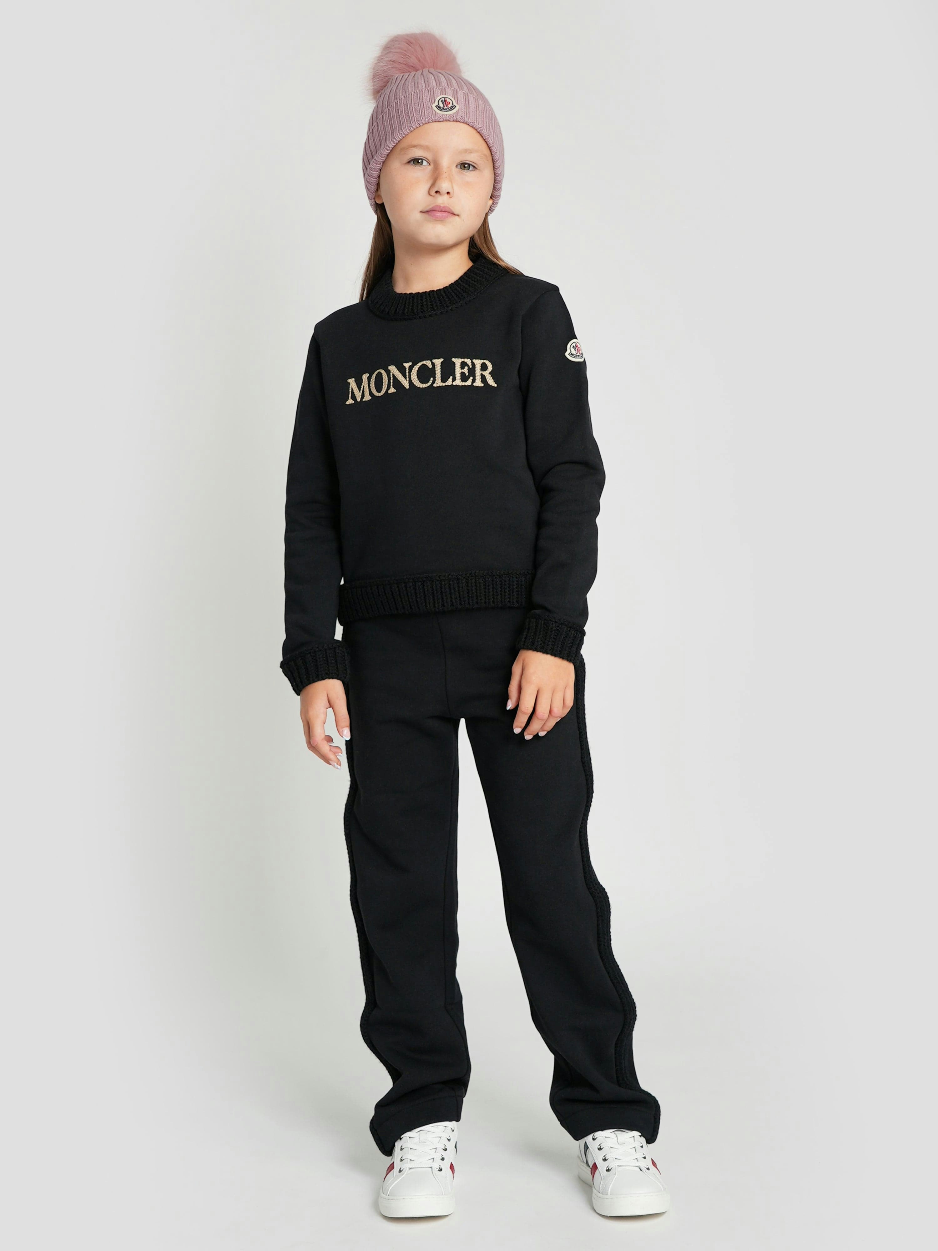 Moncler Enfant Girls Black Logo Tracksuit In - 12 Yrs