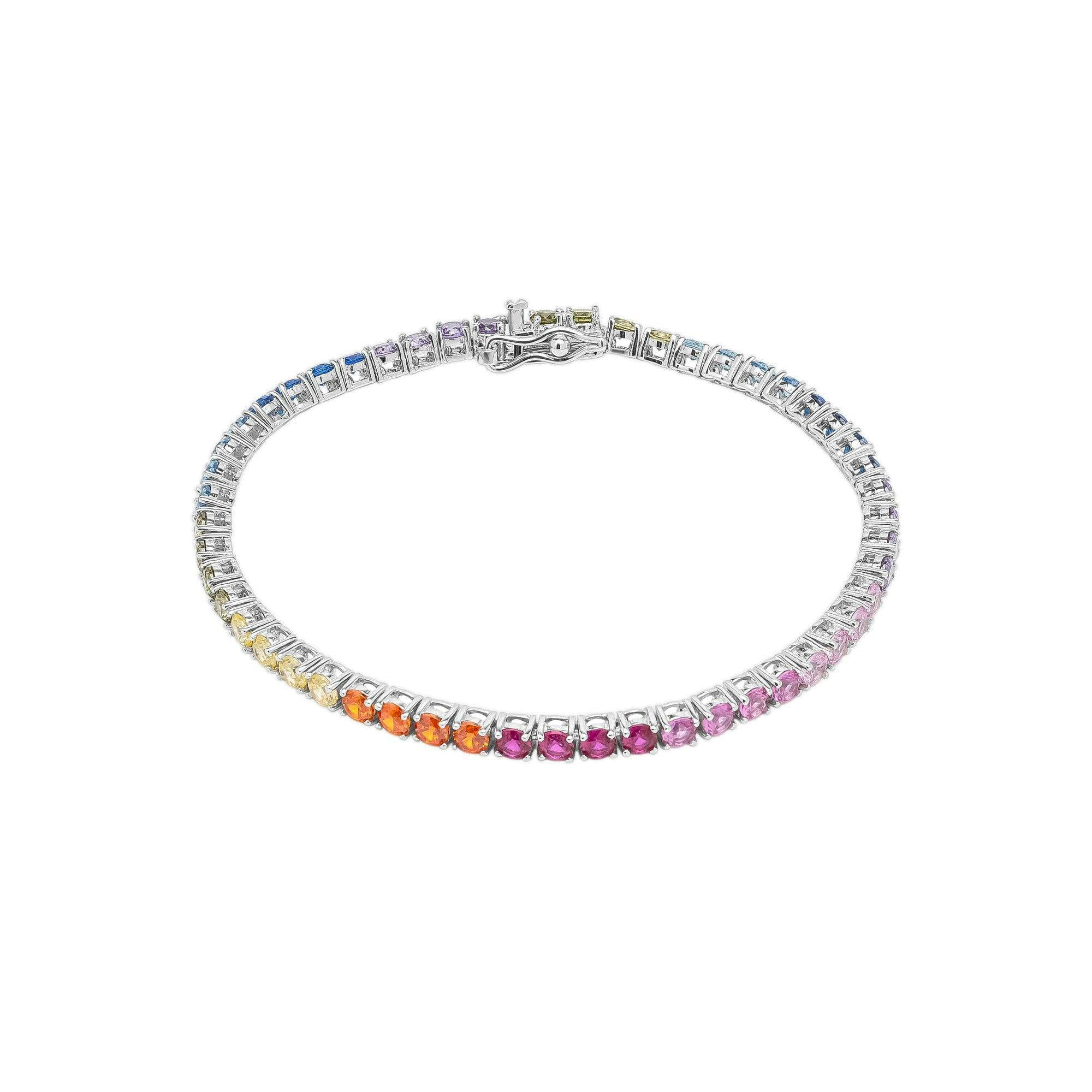Spero London Silver Sterling Large Rainbow Tennis Bracelet