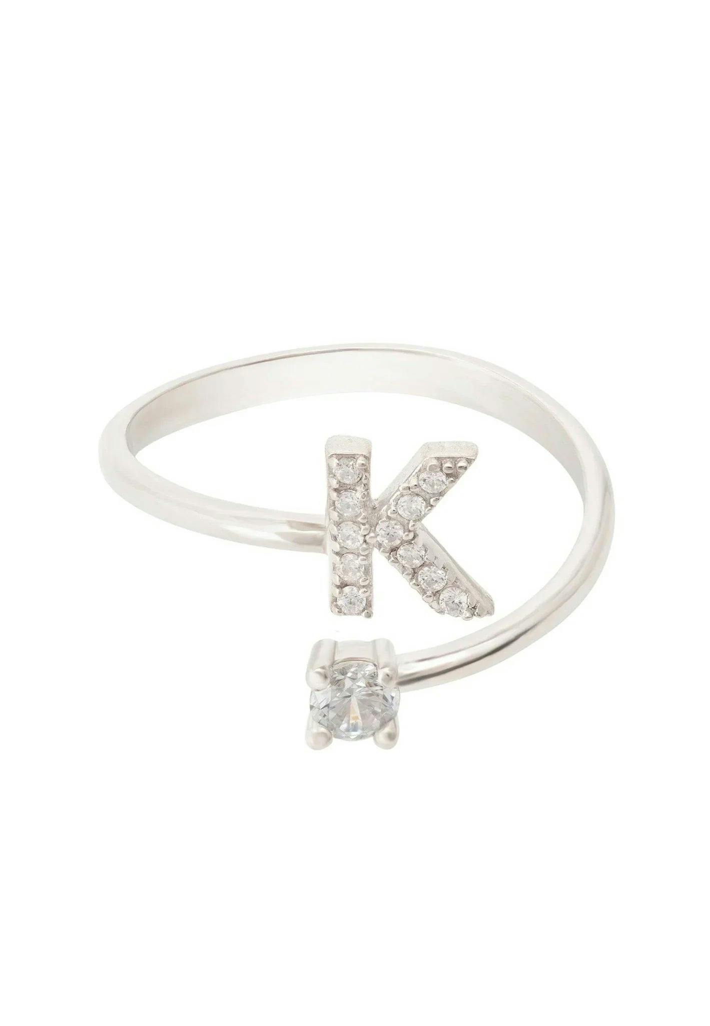 Latelita Silver Initial Ring K