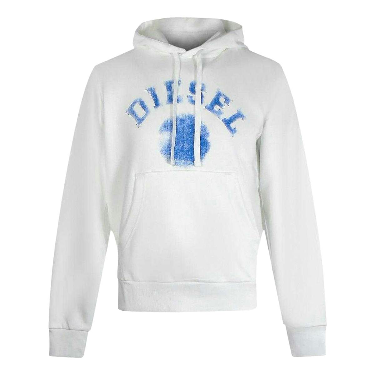 Diesel Men's White Faded Logo Hoodie - Xxl - 100% Cotton