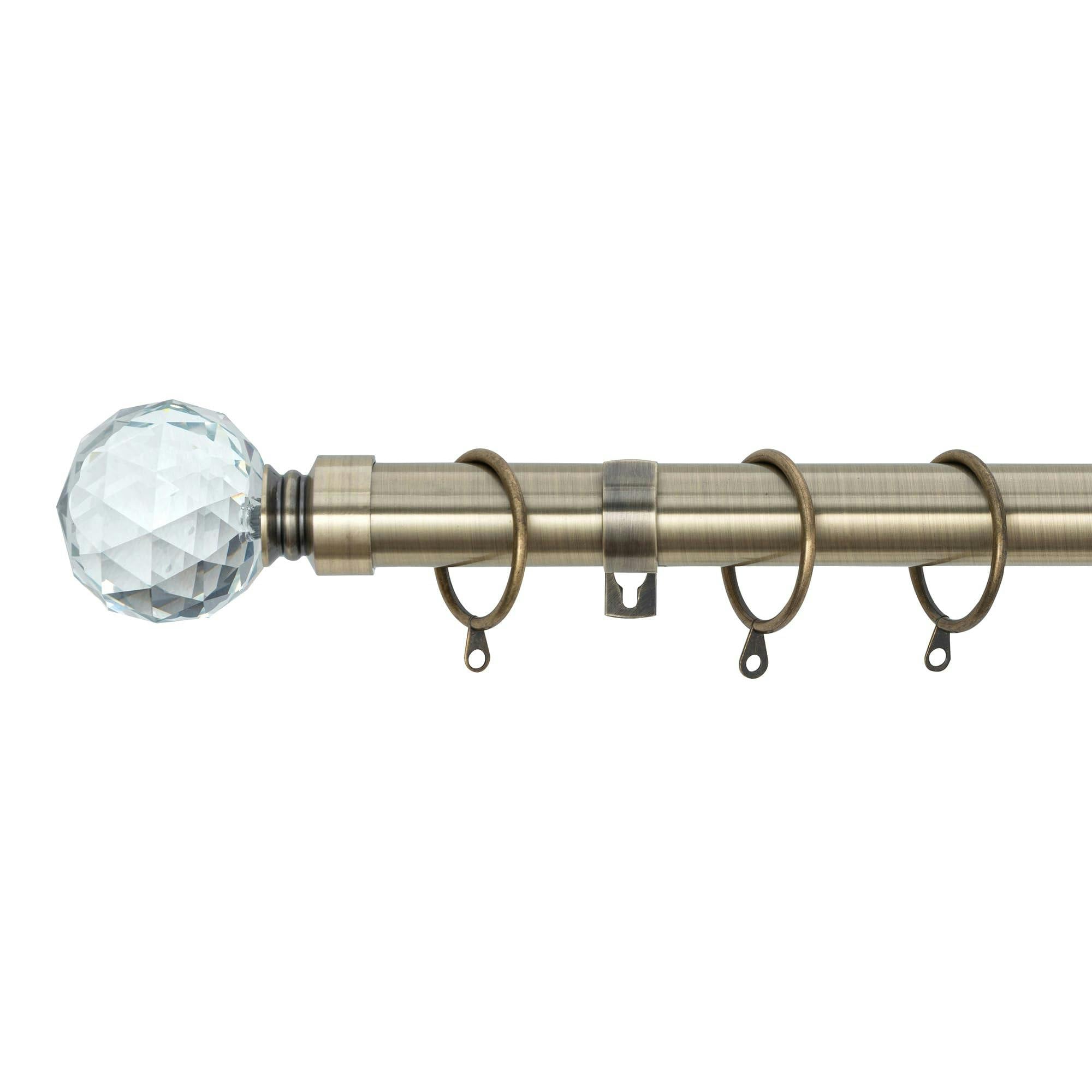 Rackhams Gem Crystal Extendable Curtain Pole (25/28Mm) (Antique Brass,70Cm - 120Cm) - Image 3